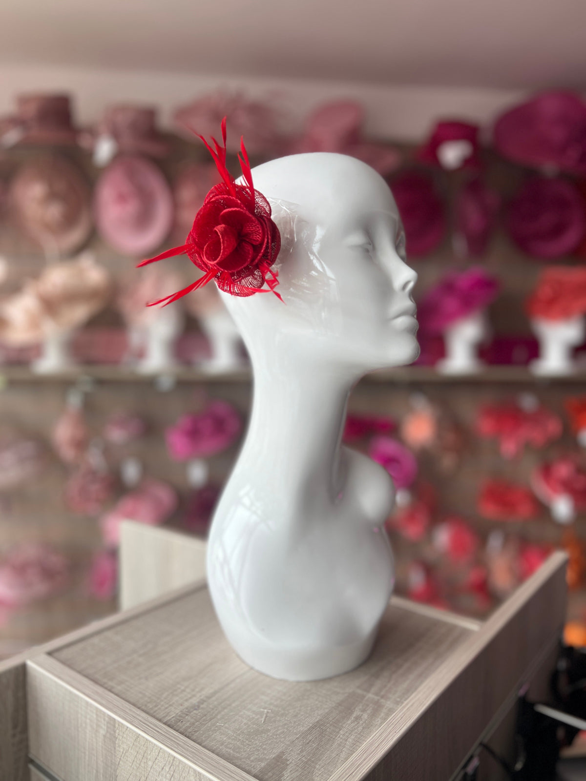 English Rose Small Red Fascinator Clip-Fascinators Direct