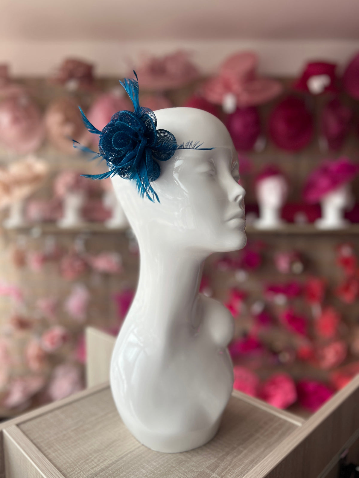 English Rose Small Teal Fascinator Clip-Fascinators Direct