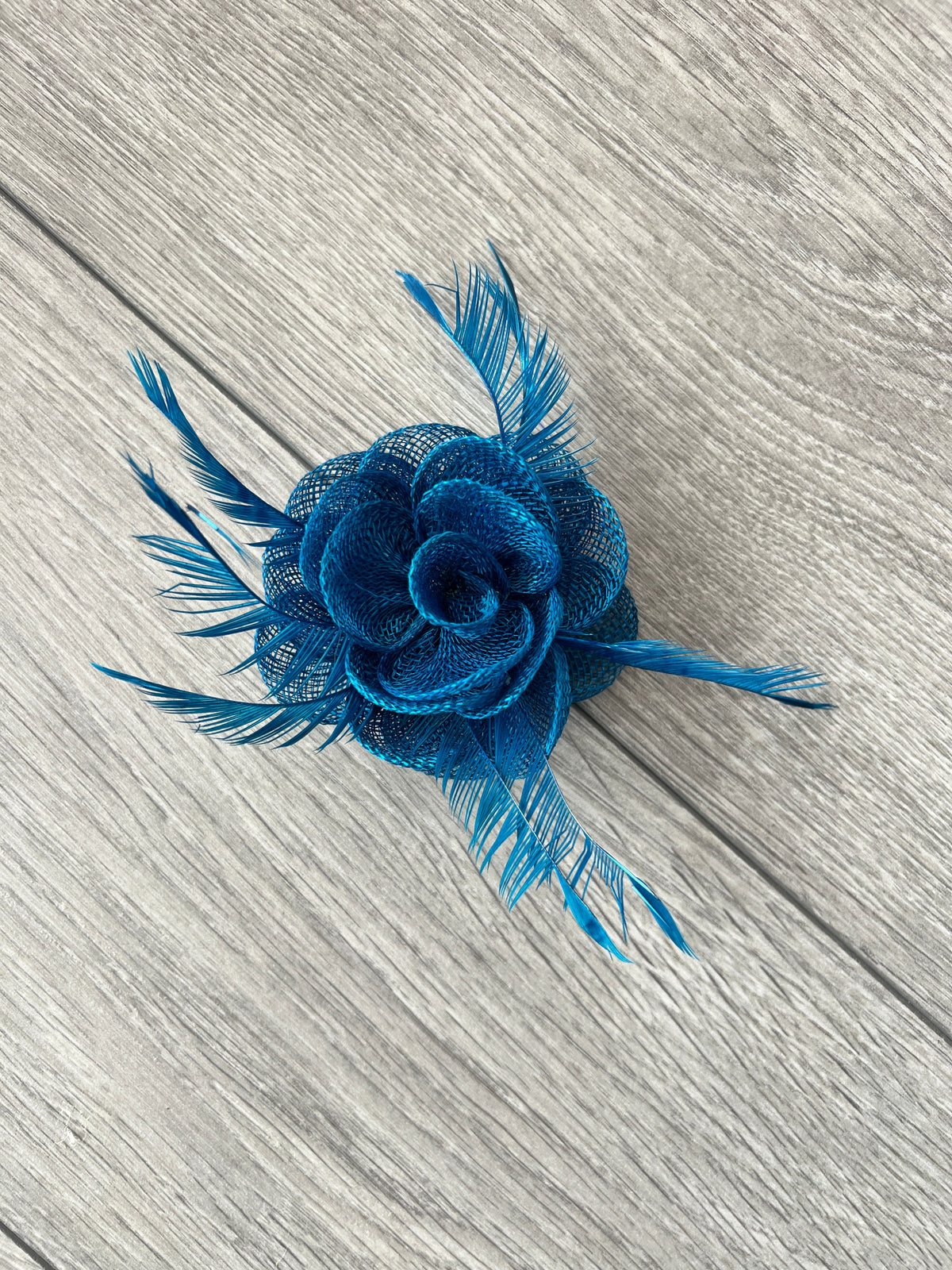 English Rose Small Teal Fascinator Clip-Fascinators Direct