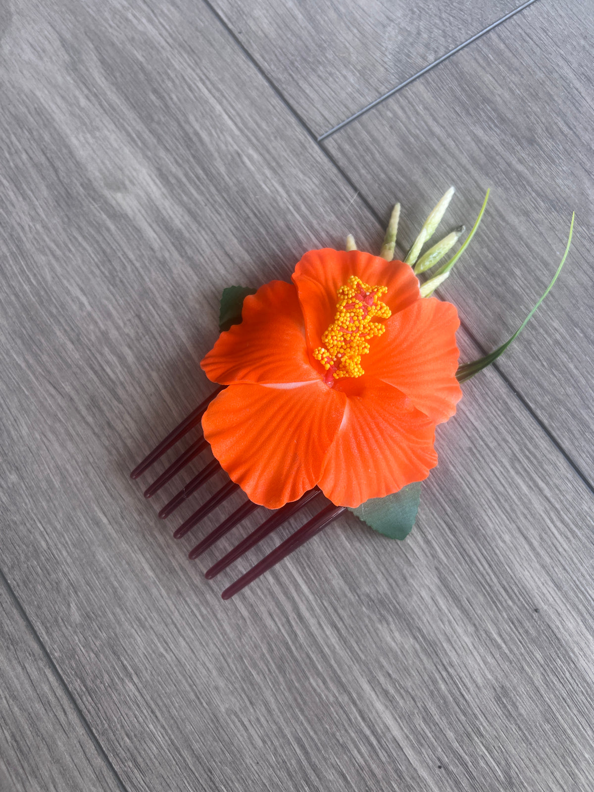 Orange Hawaiian Hair Flower Comb