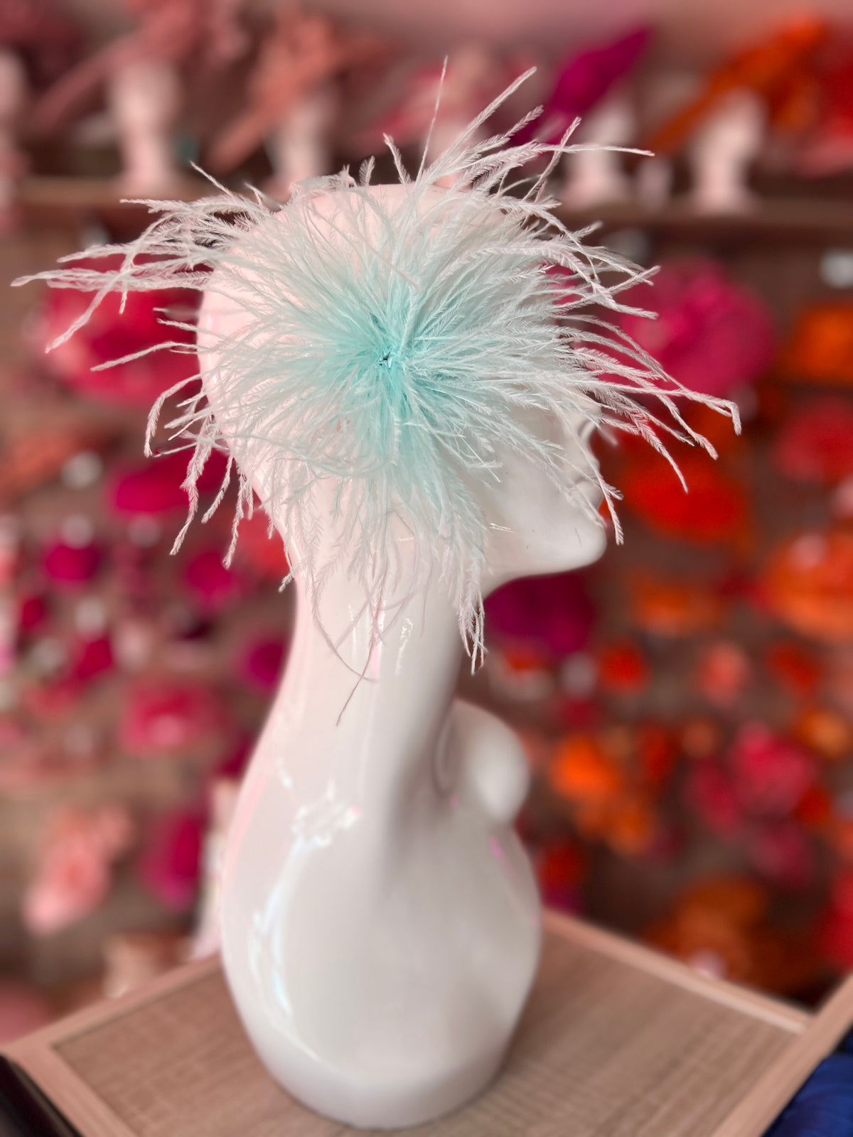Aqua Blue Wispy Feather  Fascinator Hair Clip