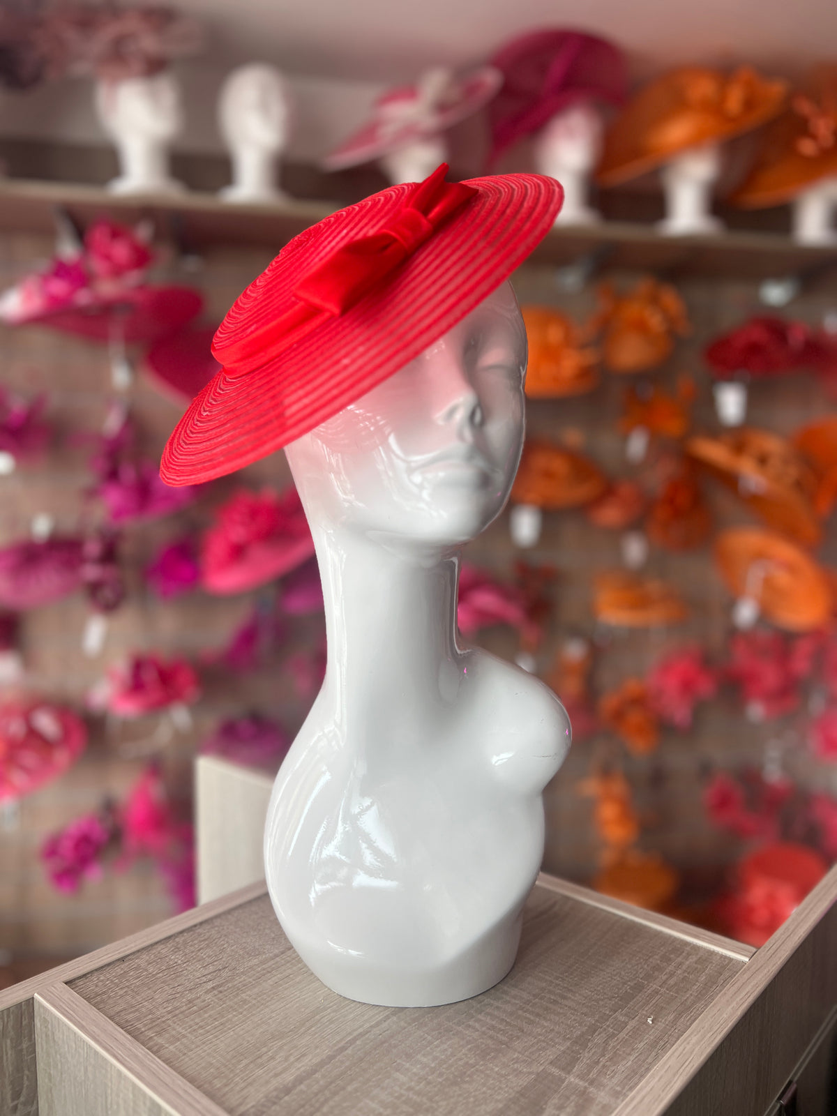Red Crinoline Saucer Fascinator With Bow