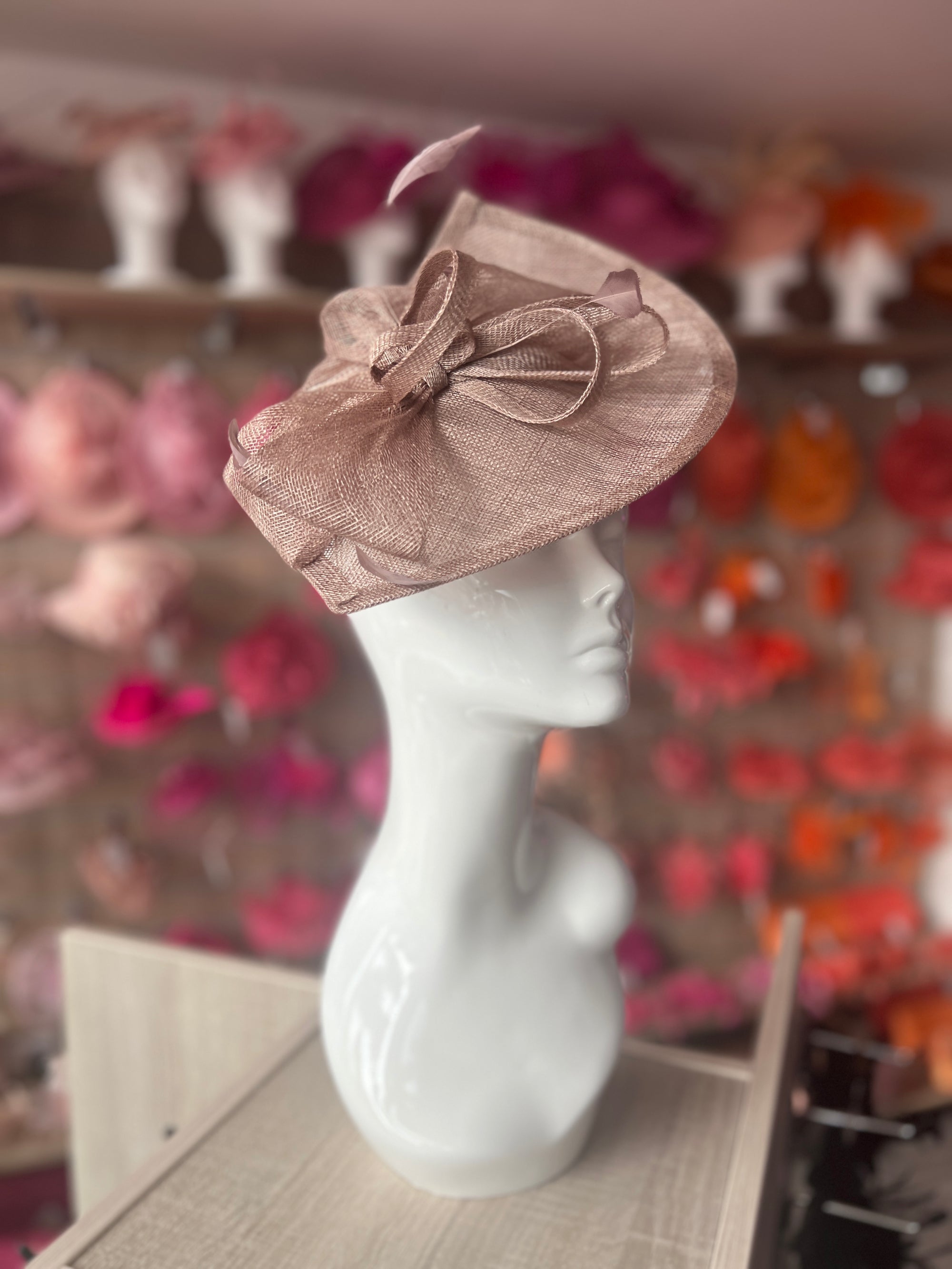 Stylish Mink Disc Fascinator with Decorative Bow