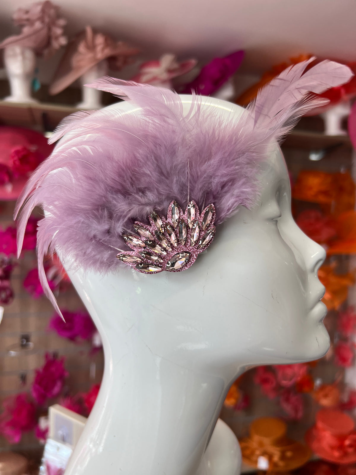 Dusky Purple Art Deco Style Feather Flapper Hair Clip