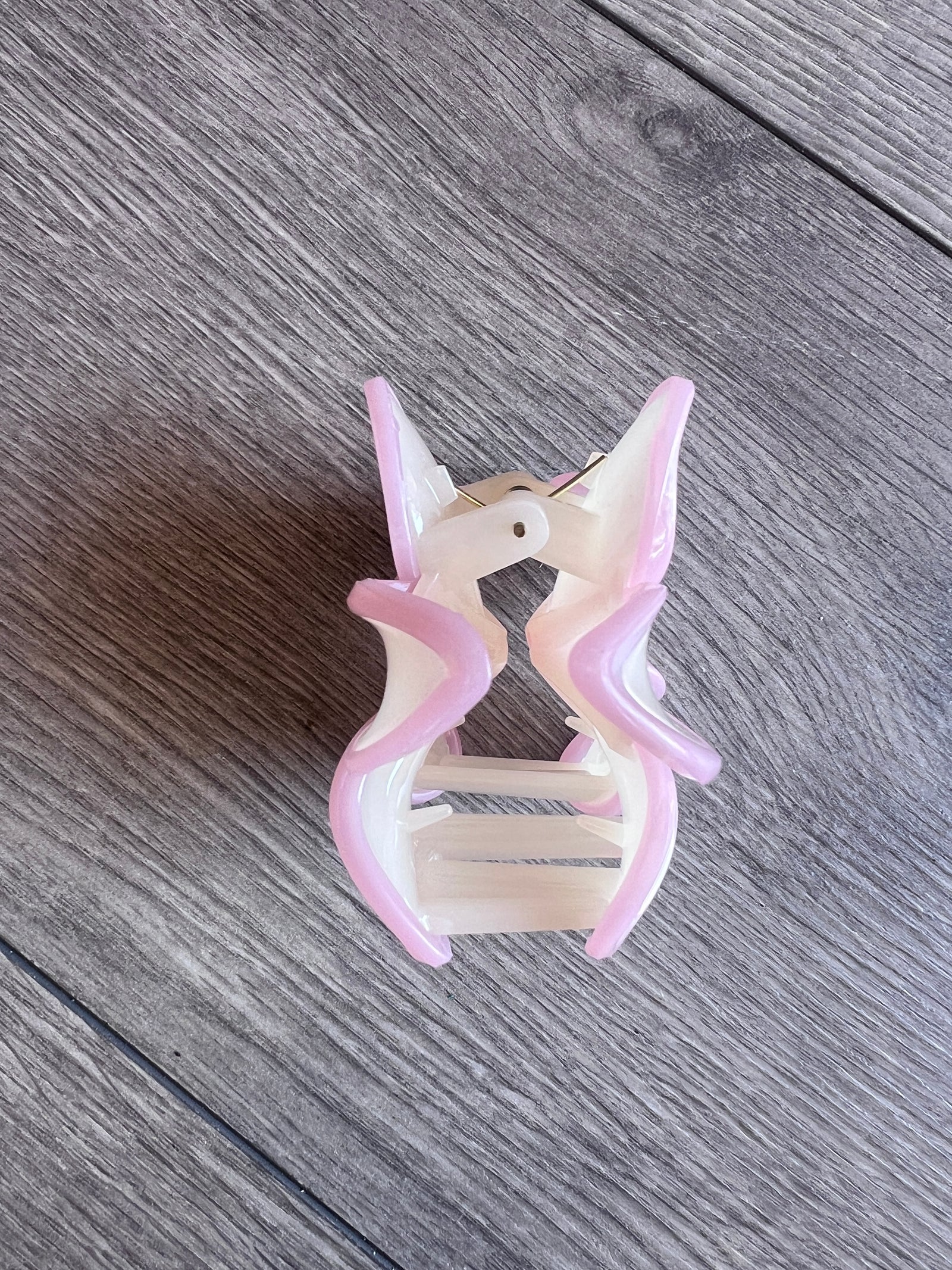 Tropical Jasmine Hair Flower Claw - Cream & Pink
