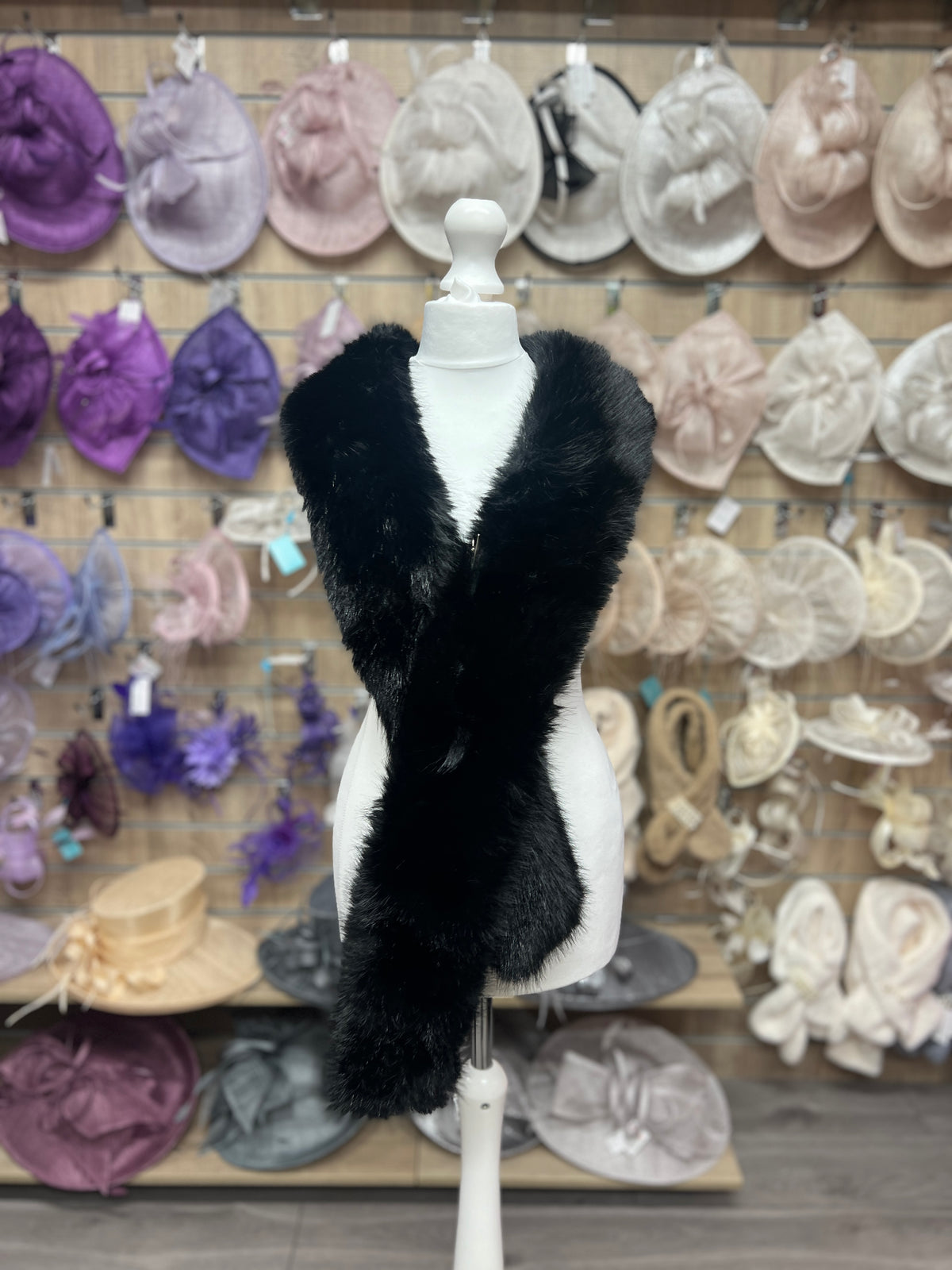 Black Faux Fur Scarf