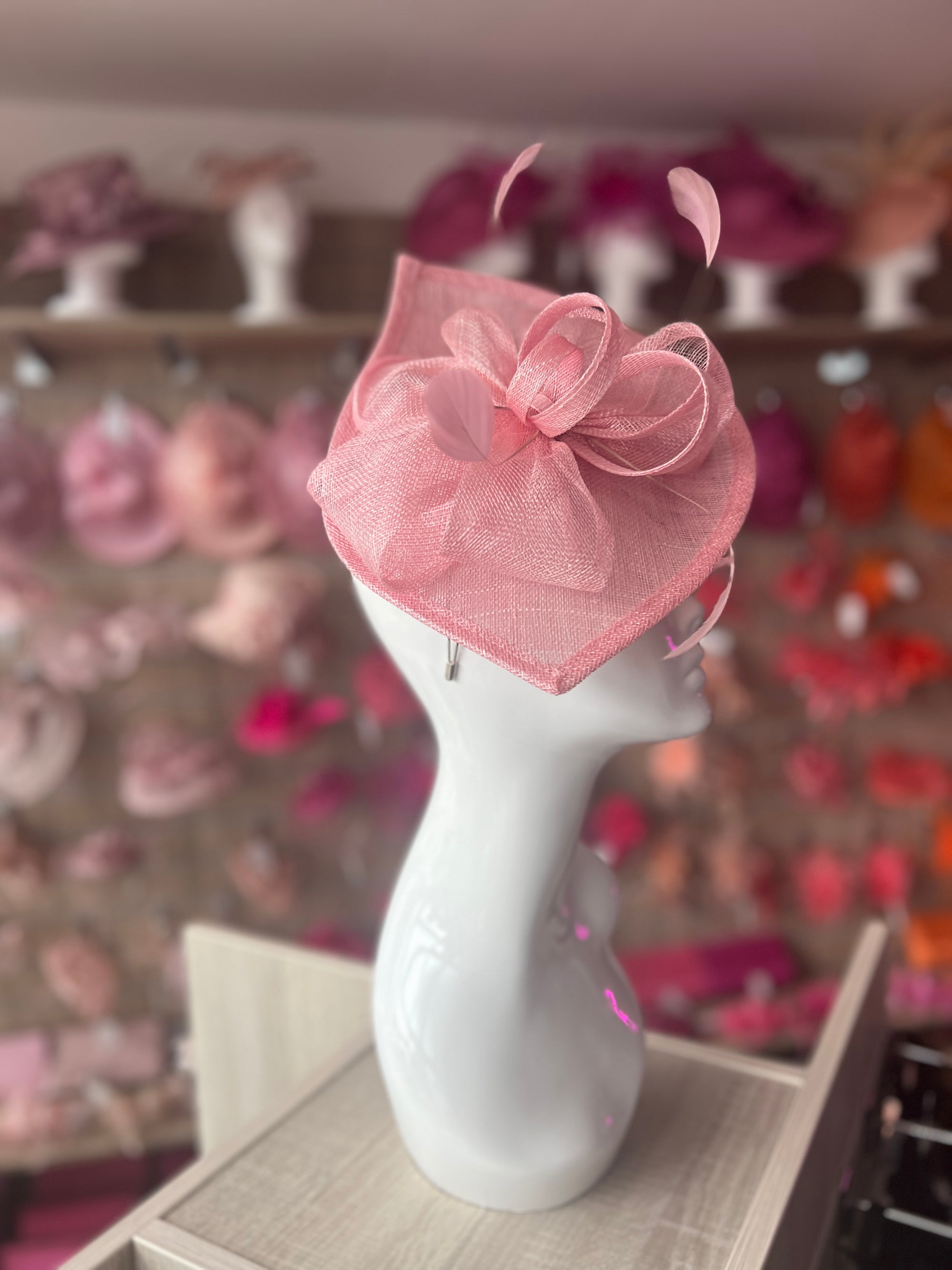 Stylish Girly Pink Disc Fascinator with Decorative Bow