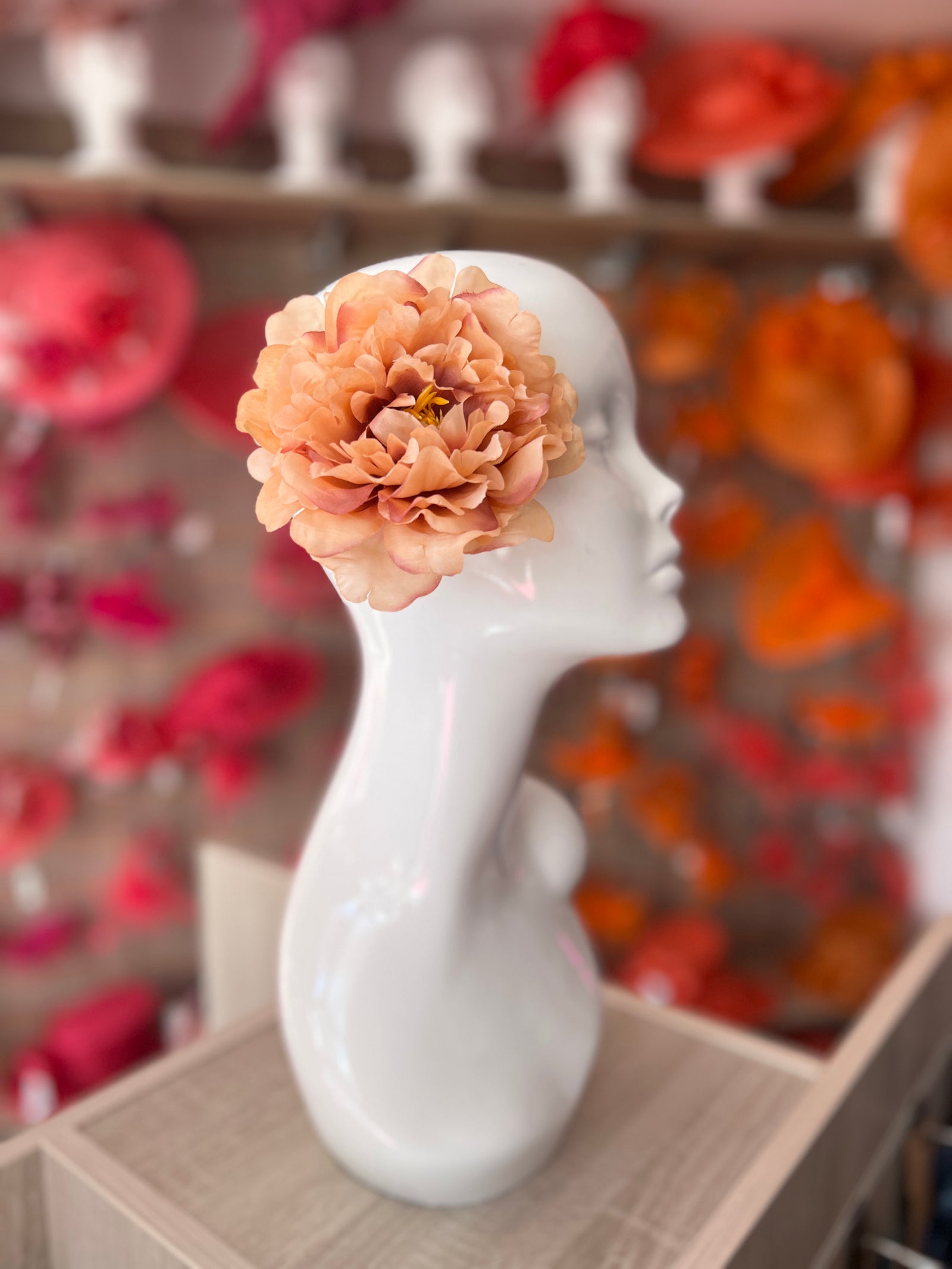 Sunset Orange Peony Hair flower