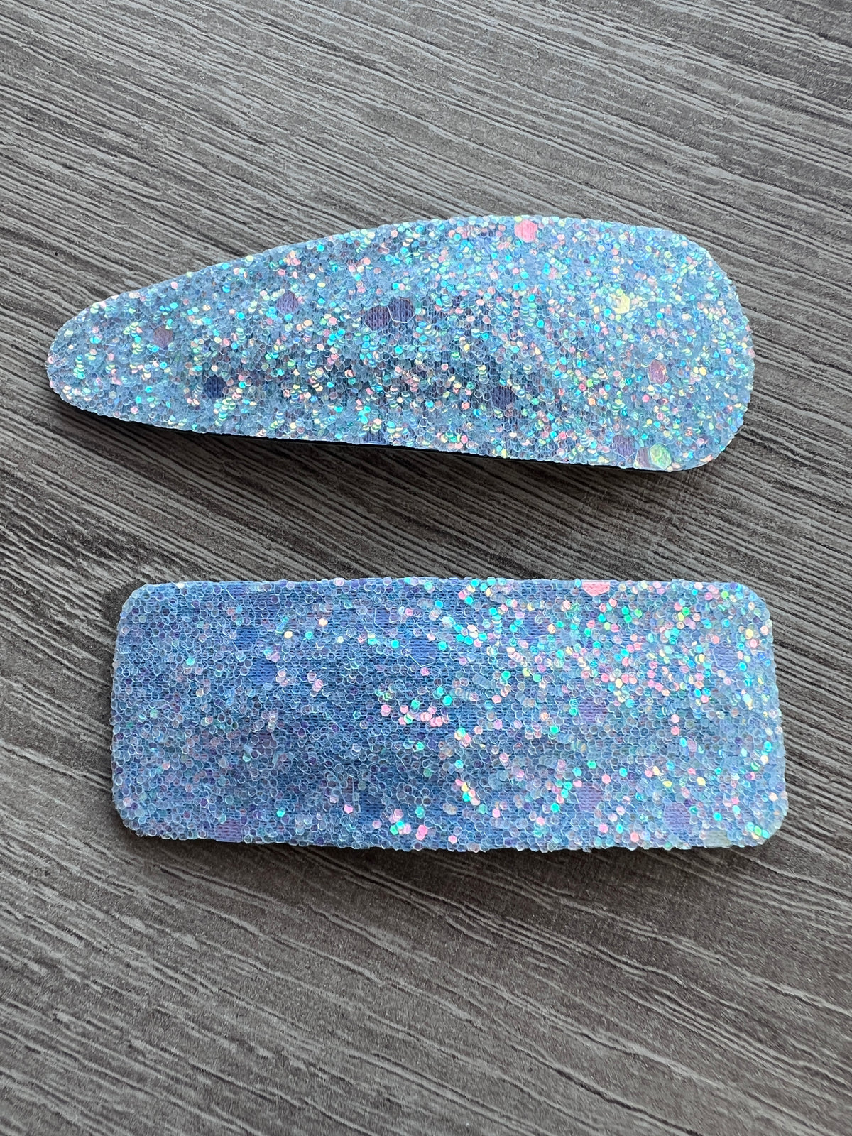 X2 Pale Blue Glitter Snap Hair Clips