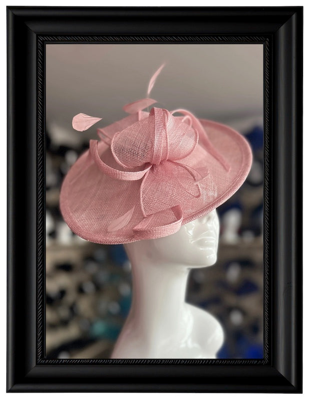 Navy round fascinator with white and pink orchids and peacock feathers hotsell on a headband! One only!