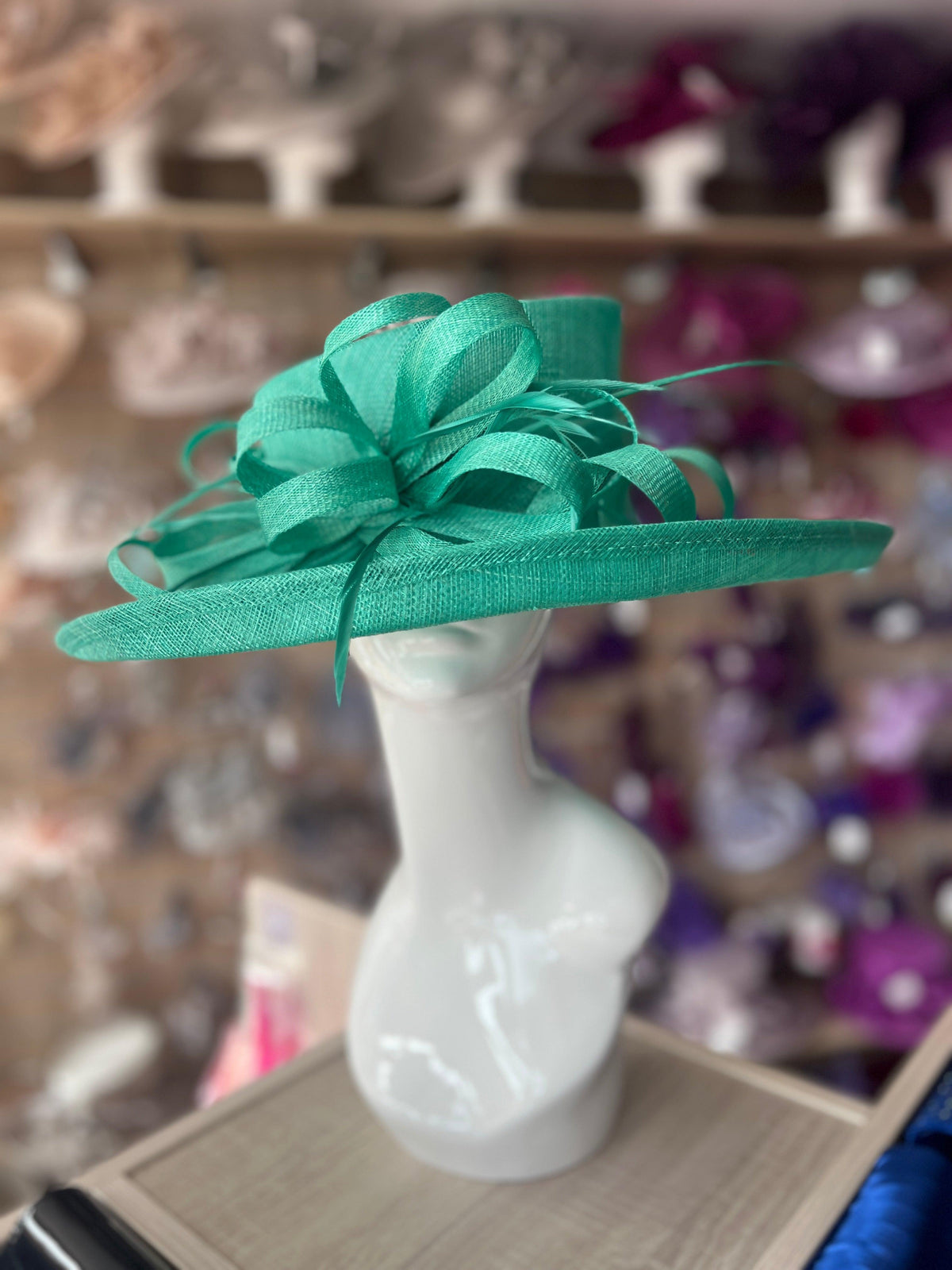 Classic Sinamay Jade Green Wedding Hat