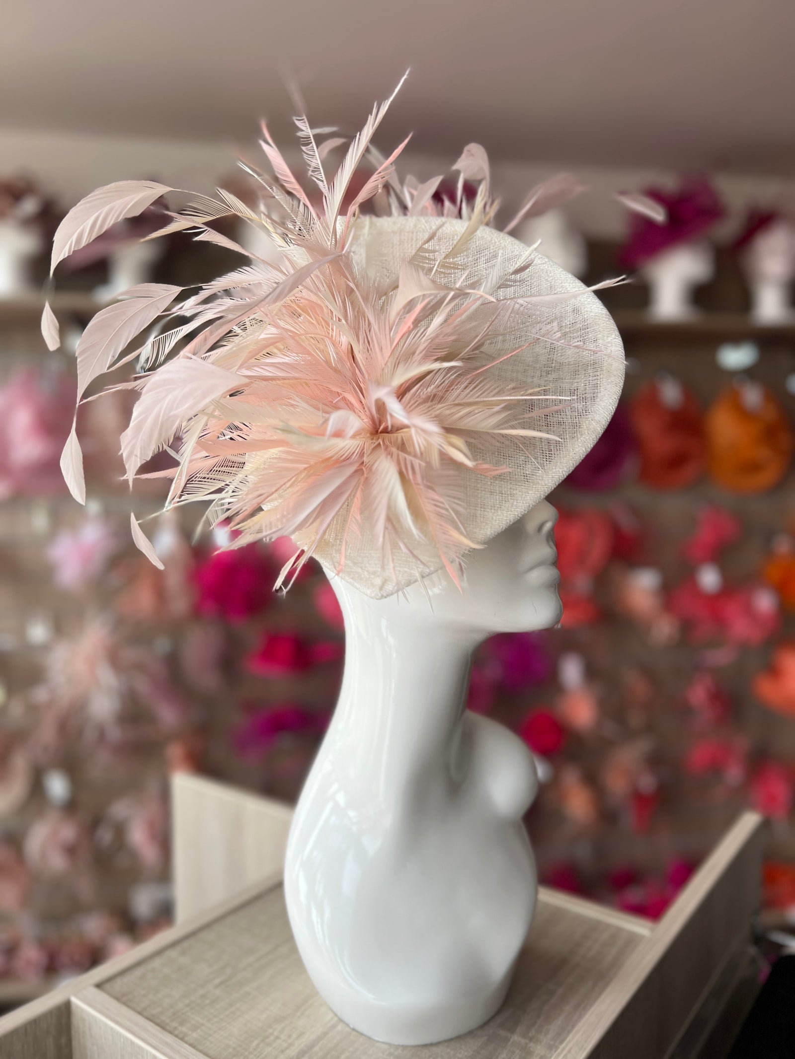 Feather Disc Fascinator -Ivory/Candy/Mix-Fascinators Direct