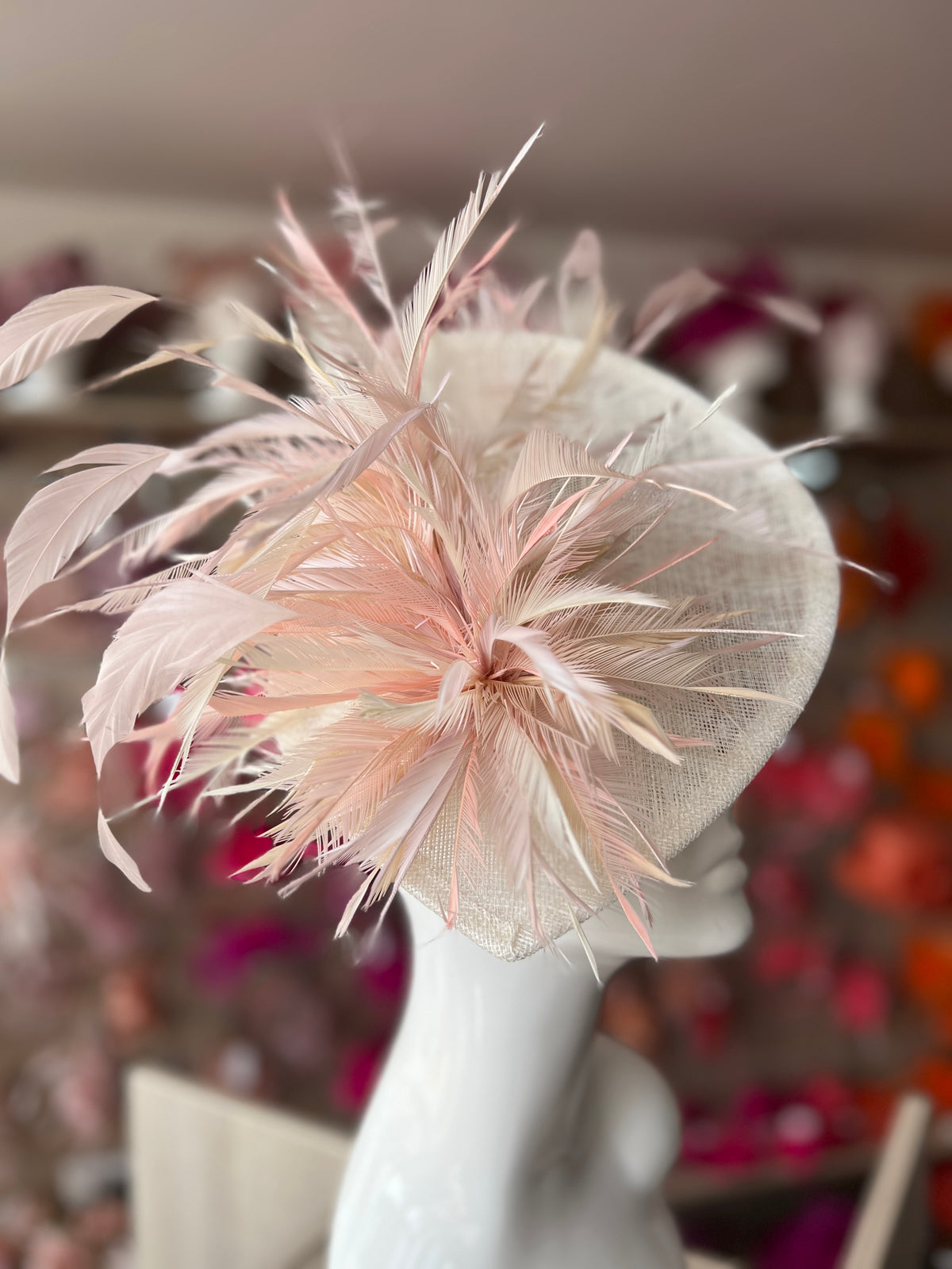 Feather Disc Fascinator -Ivory/Candy/Mix-Fascinators Direct