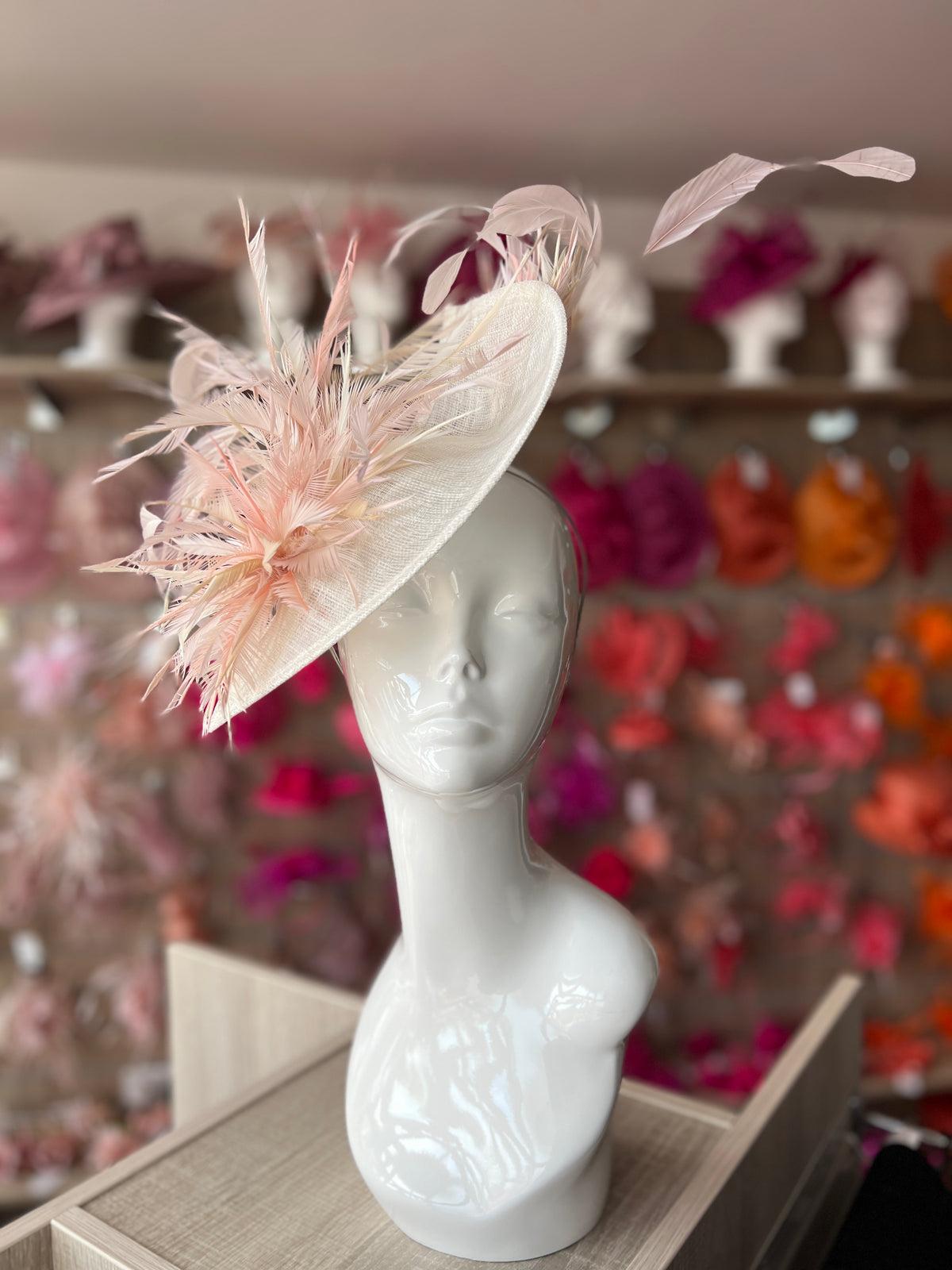 Feather Disc Fascinator -Ivory/Candy/Mix-Fascinators Direct