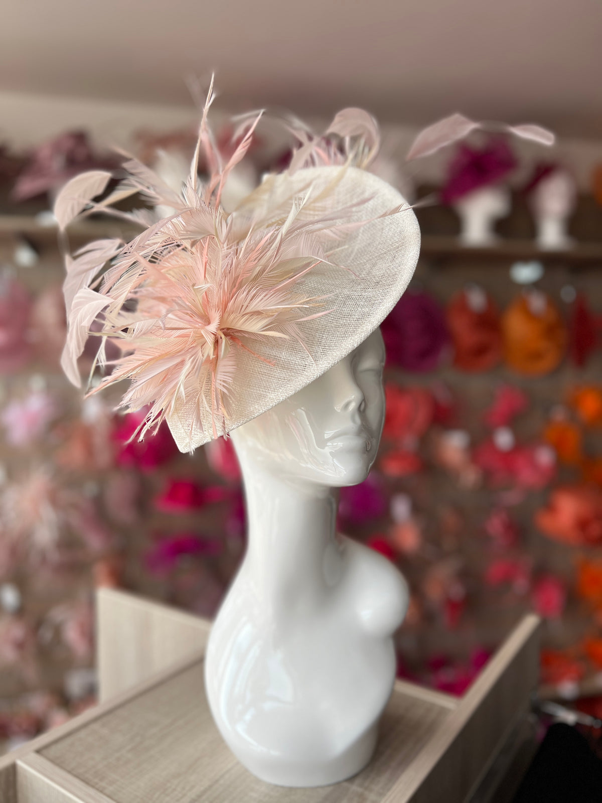 Feather Disc Fascinator -Ivory/Candy/Mix-Fascinators Direct