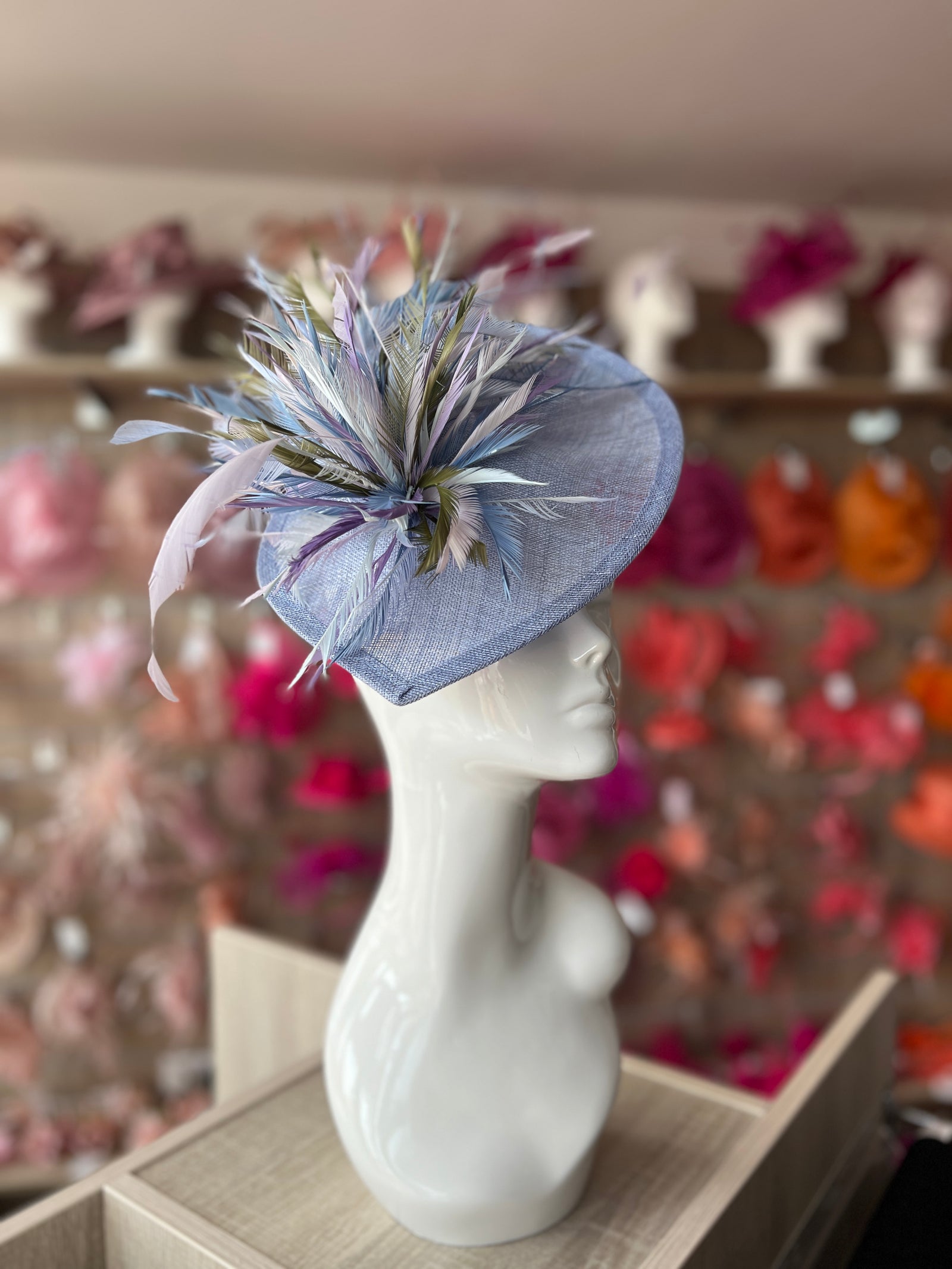 Feather Disc Fascinator -Periwinkle/Sweet Lavender/Mix-Fascinators Direct