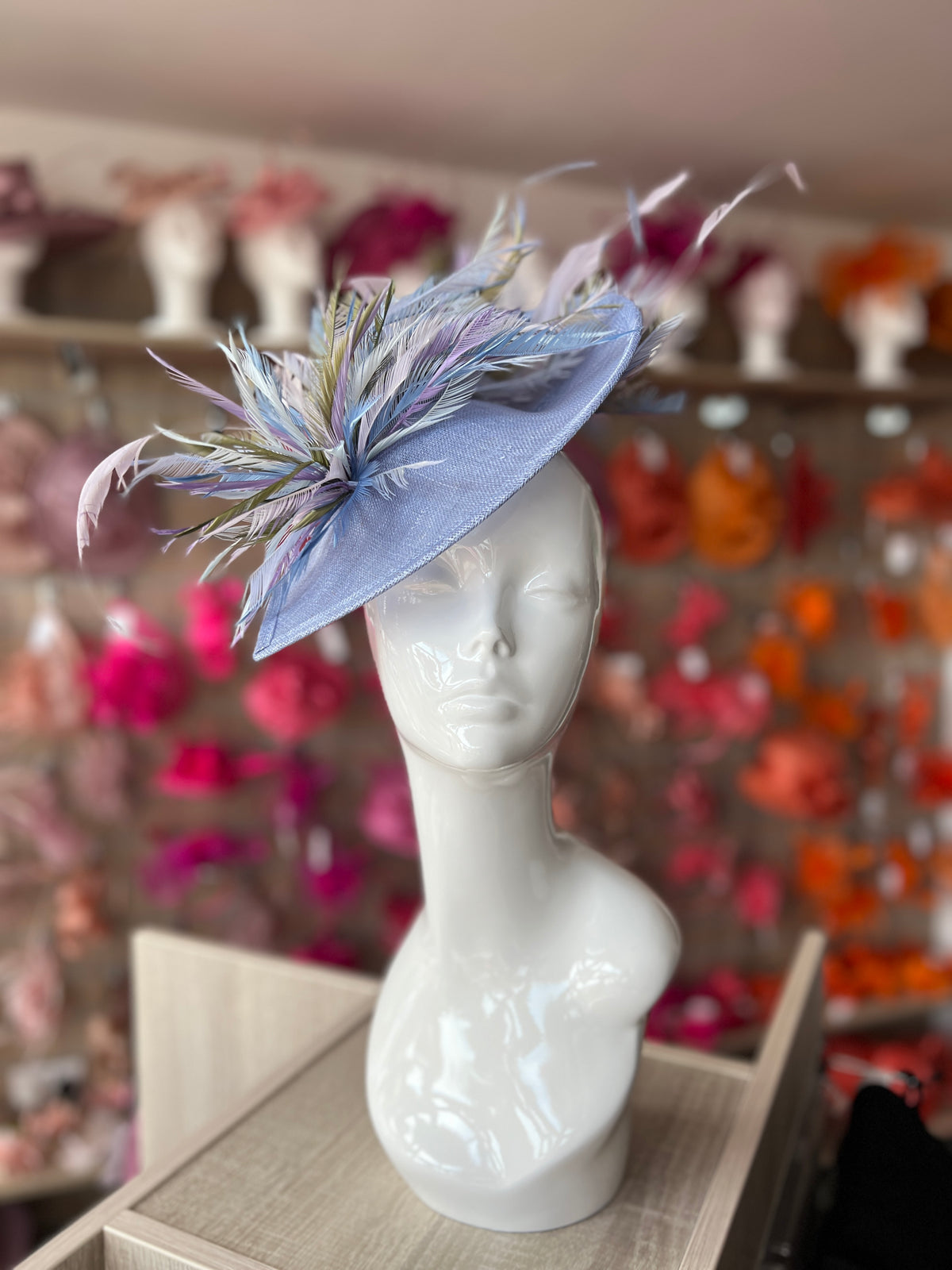 Feather Disc Fascinator -Periwinkle/Sweet Lavender/Mix-Fascinators Direct