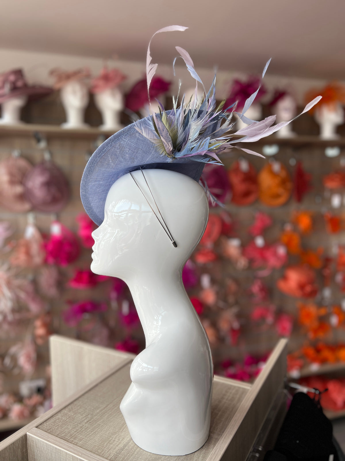 Feather Disc Fascinator -Periwinkle/Sweet Lavender/Mix-Fascinators Direct