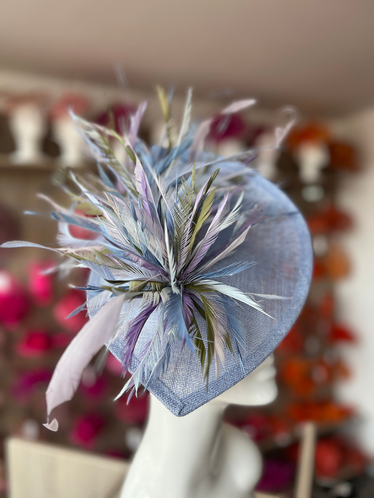 Feather Disc Fascinator -Periwinkle/Sweet Lavender/Mix-Fascinators Direct