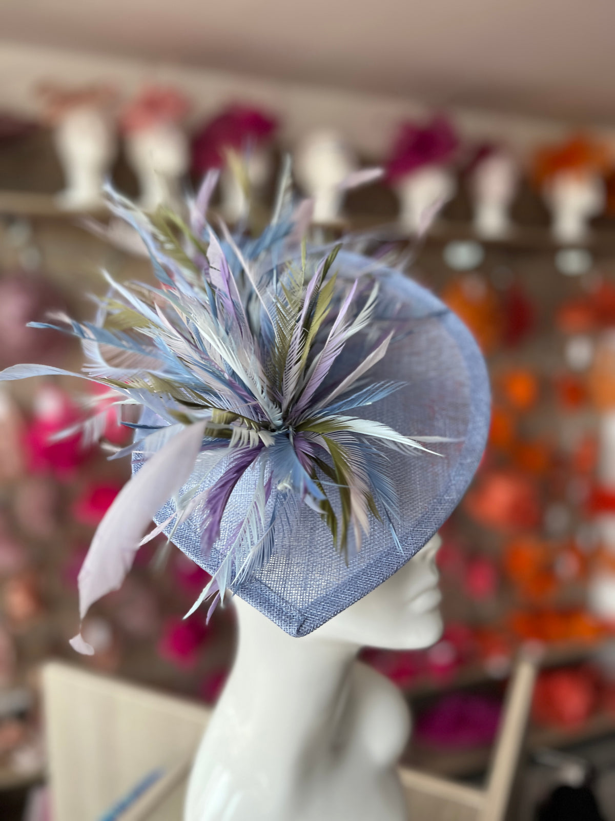 Feather Disc Fascinator -Periwinkle/Sweet Lavender/Mix-Fascinators Direct