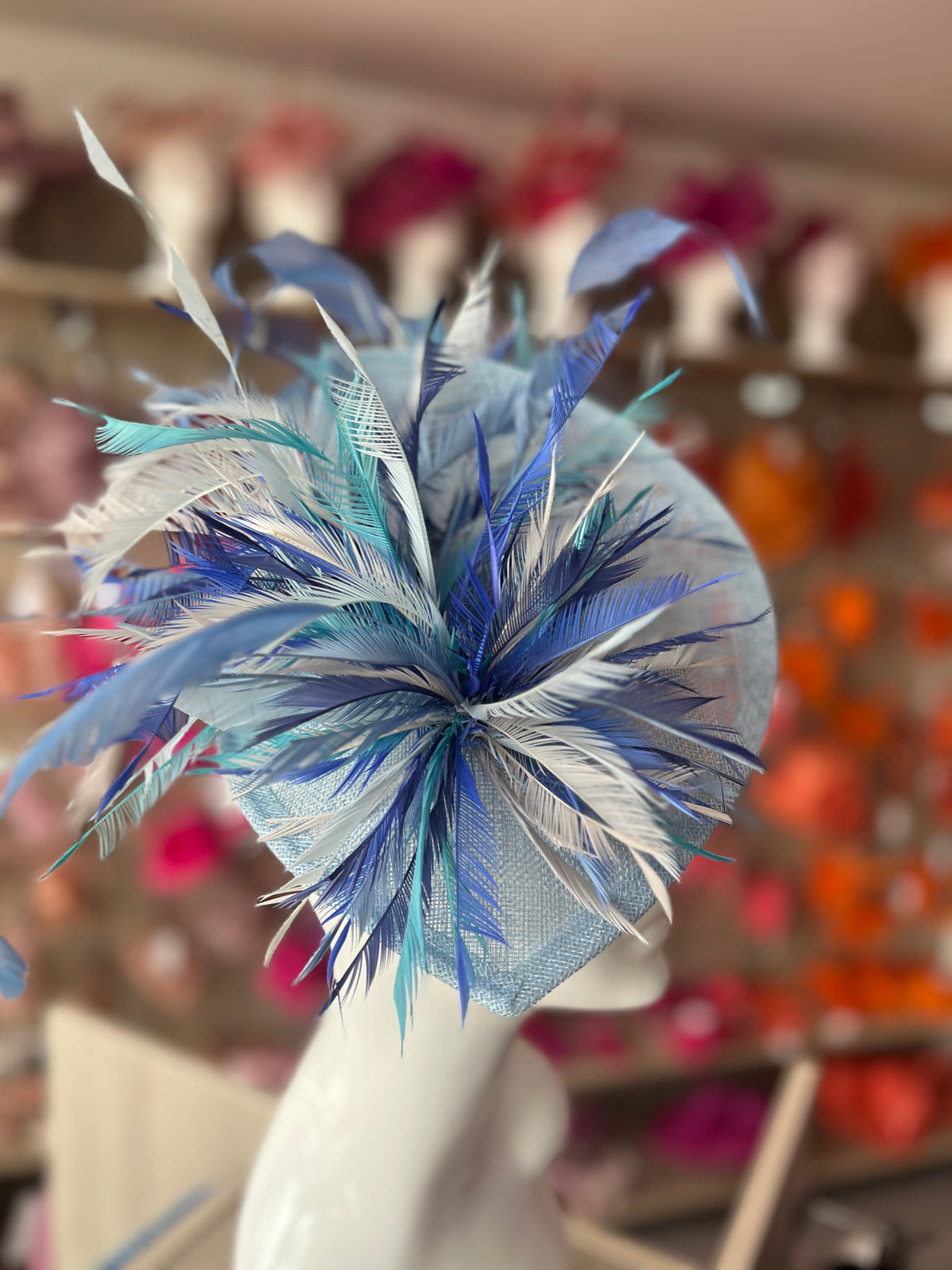 Feather Disc Fascinator - Powder Blue/Bluebell Mix-Fascinators Direct