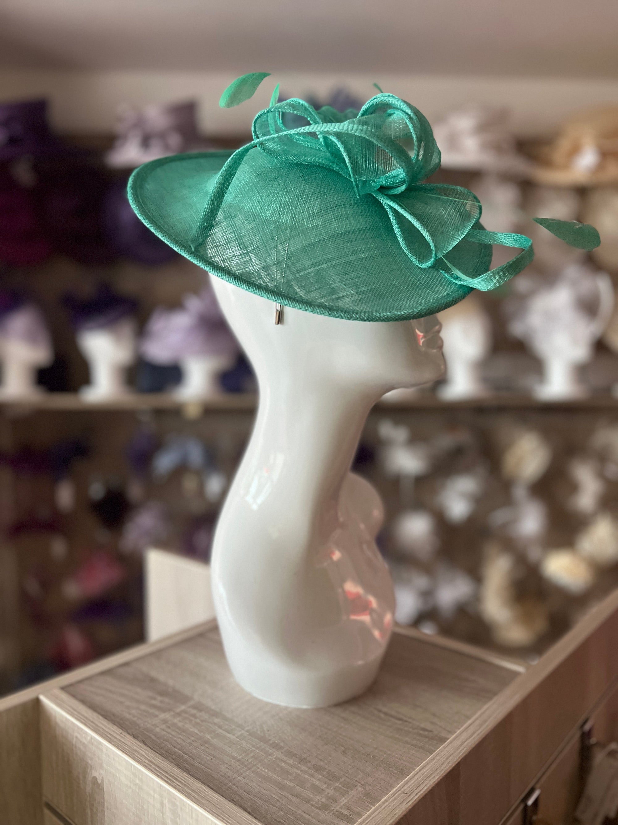 Fern Green Teardrop Disc Fascinator-Fascinators Direct