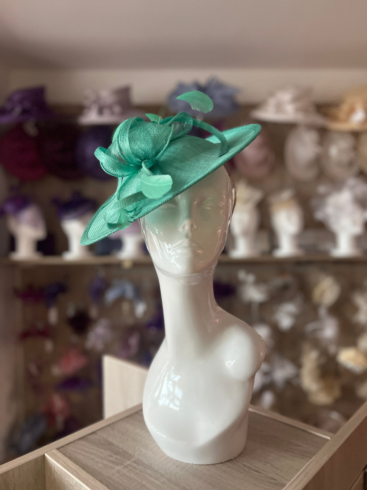 Fern Green Teardrop Disc Fascinator-Fascinators Direct