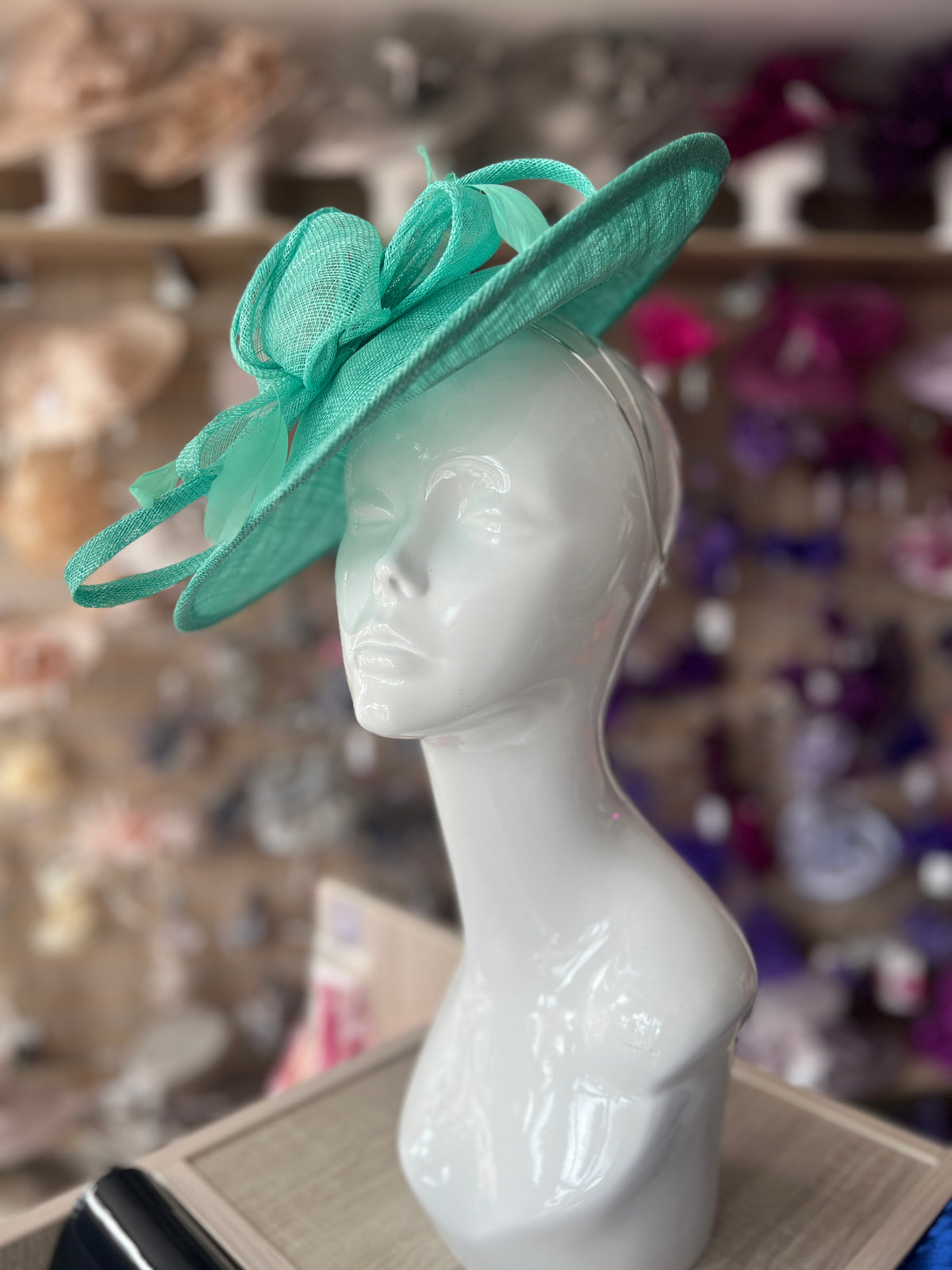 Fern Green Teardrop Disc Fascinator-Fascinators Direct