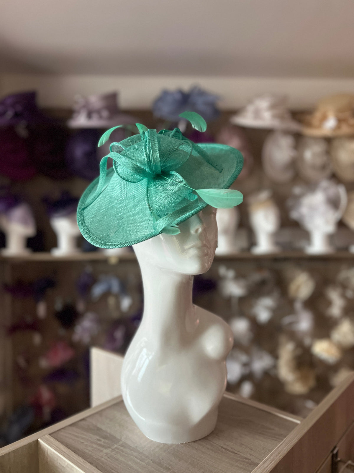 Fern Green Teardrop Disc Fascinator-Fascinators Direct