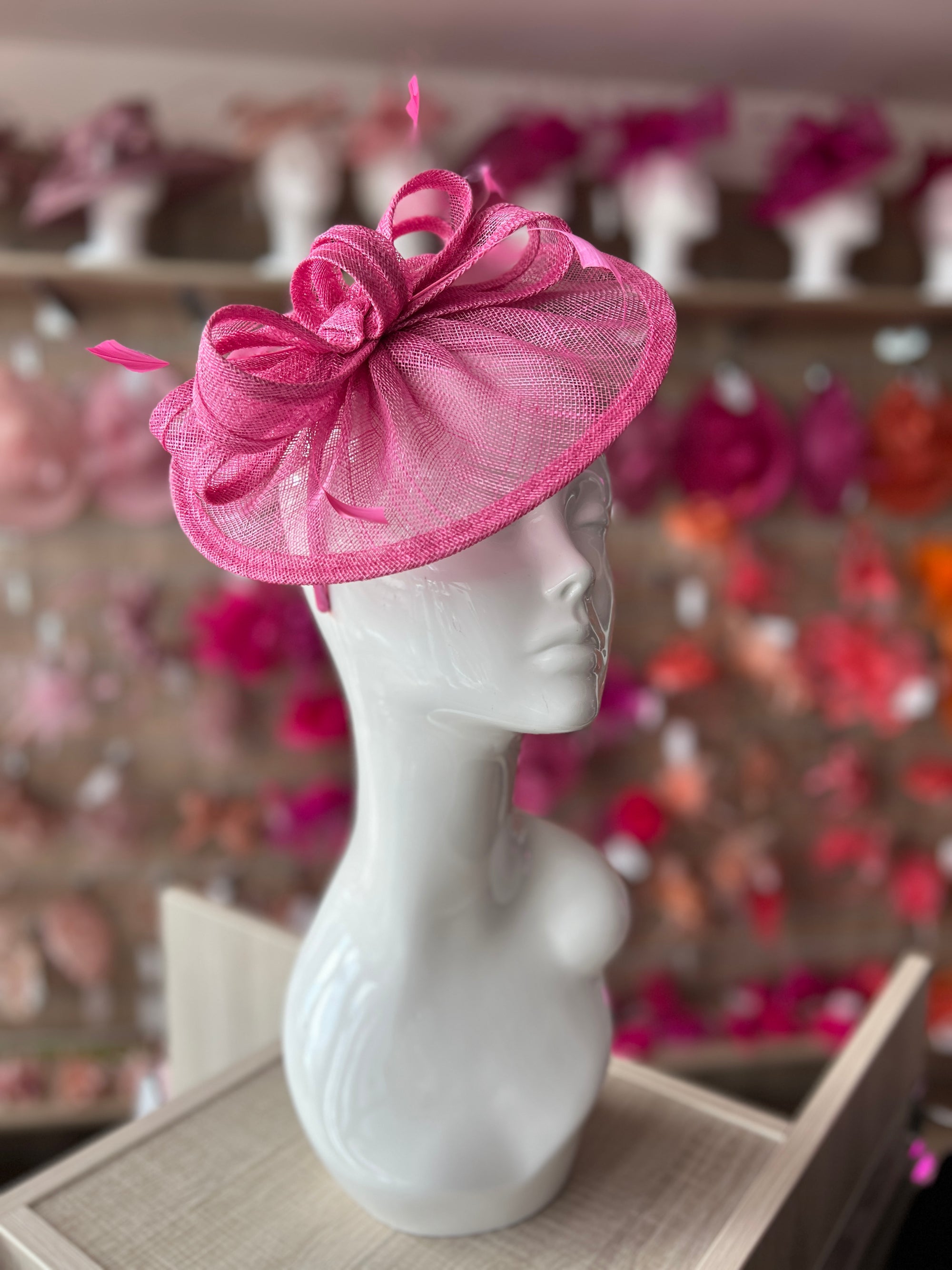 Flamingo Curved Disc Fascinator-Fascinators Direct