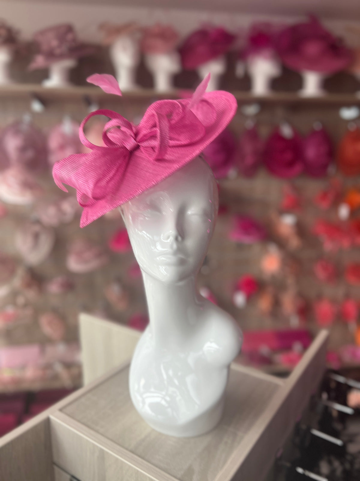 Flamingo Disc Fascinator with Decorative Bow-Fascinators Direct