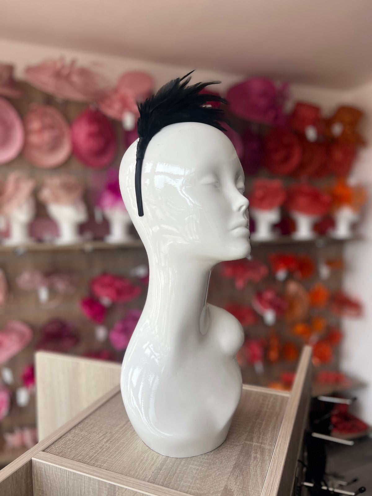 Flapper Style Black Feather Headband-Fascinators Direct