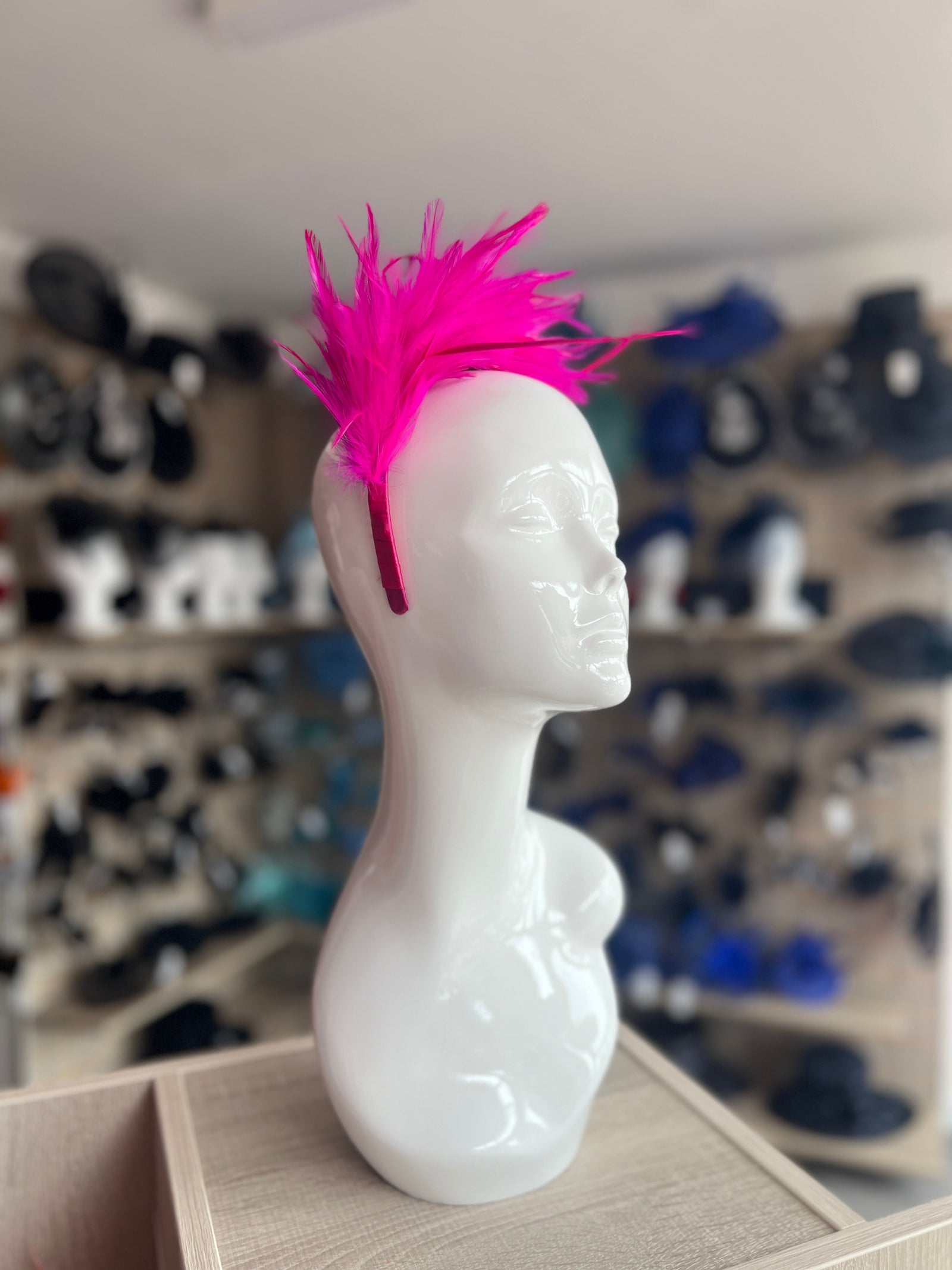 Flapper Style Fuchsia Pink Feather Headband-Fascinators Direct
