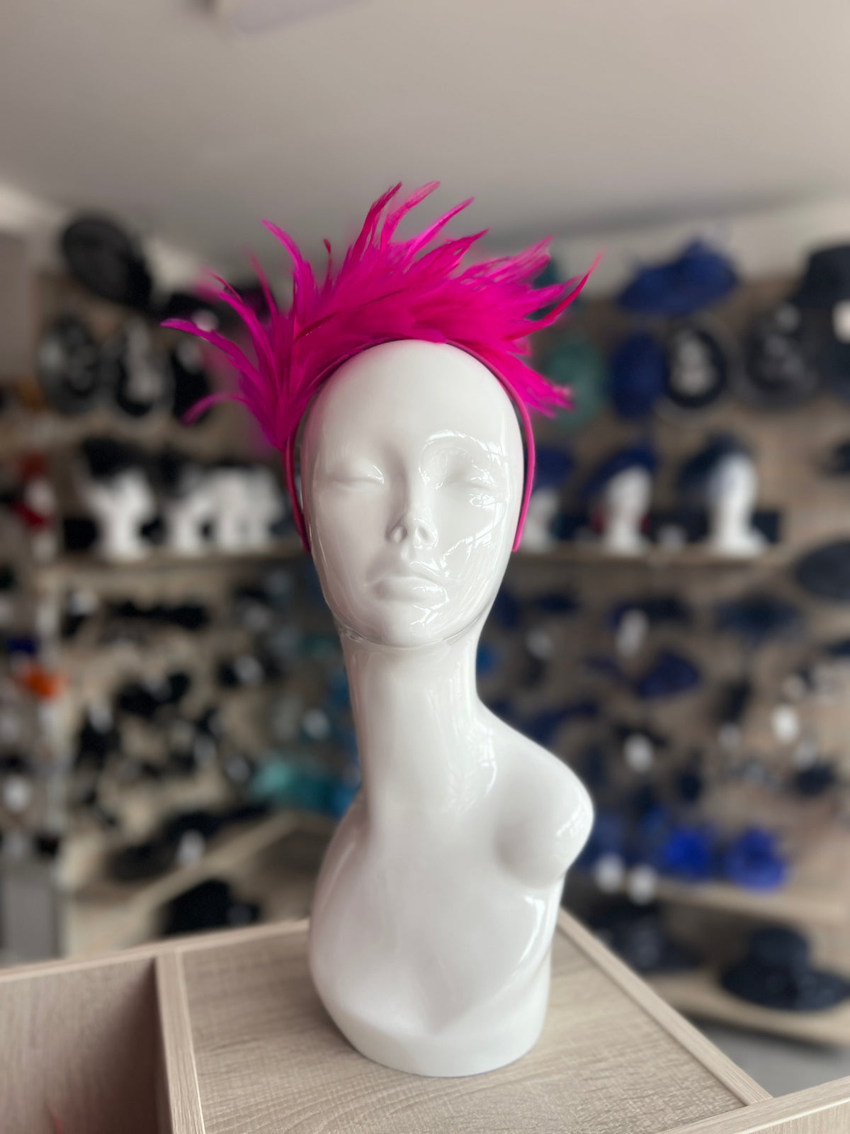 Flapper Style Fuchsia Pink Feather Headband-Fascinators Direct