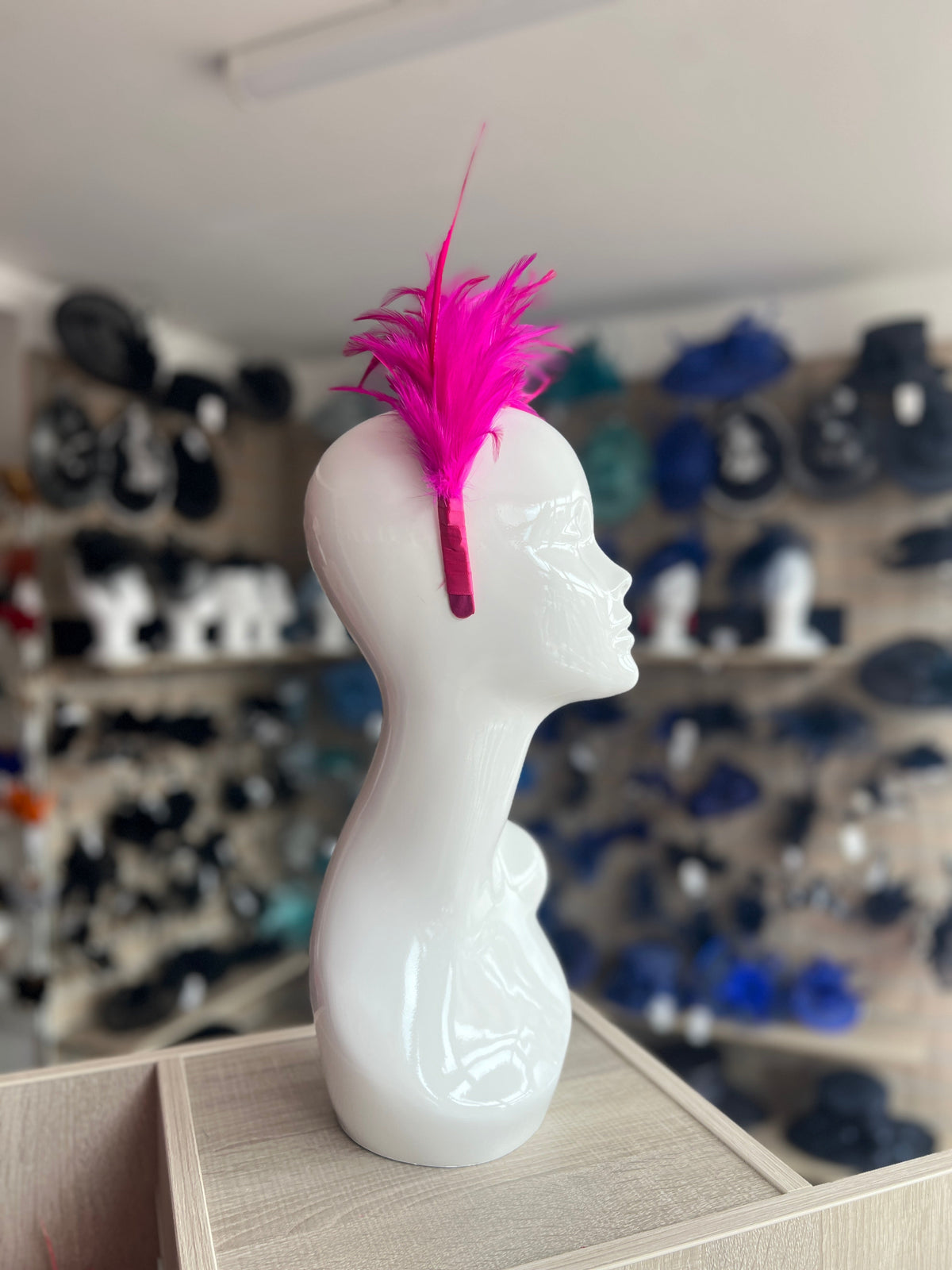 Flapper Style Fuchsia Pink Feather Headband-Fascinators Direct