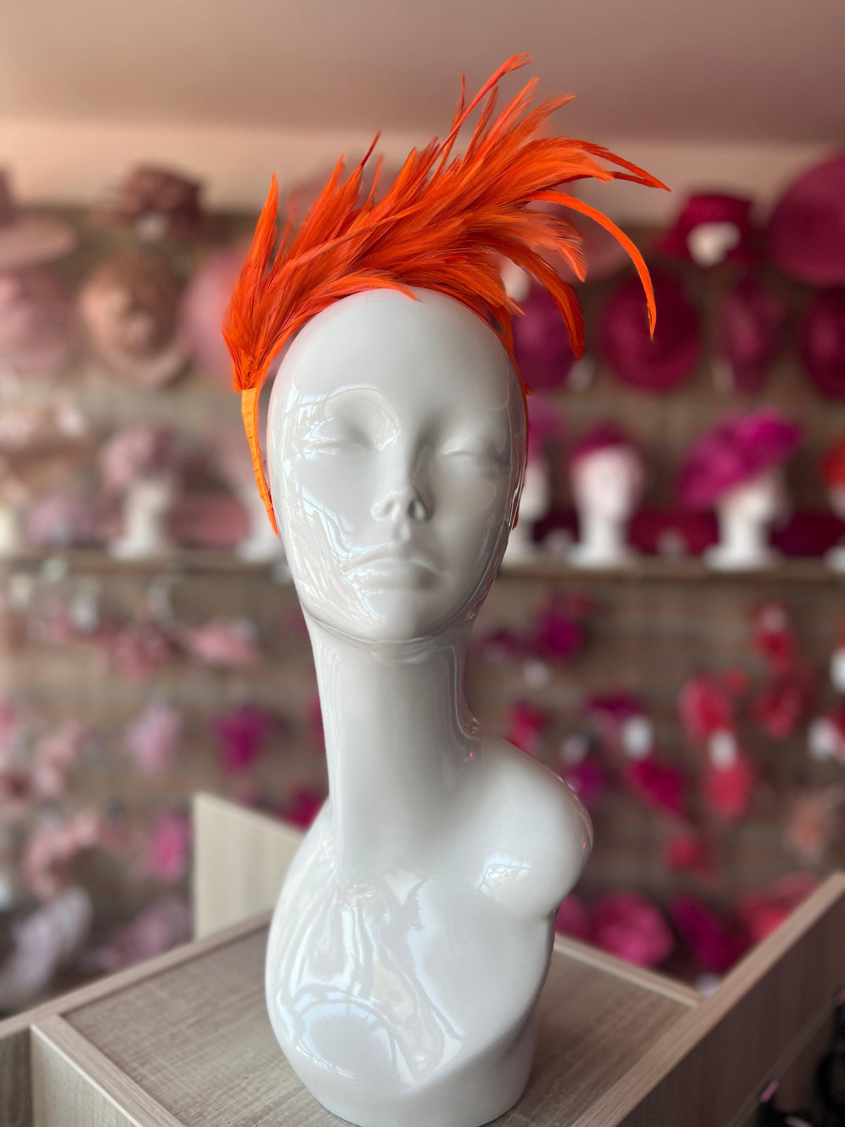 Flapper Style Orange Feather Headband-Fascinators Direct