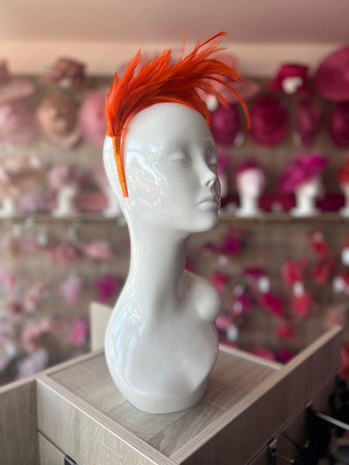 Flapper Style Orange Feather Headband-Fascinators Direct