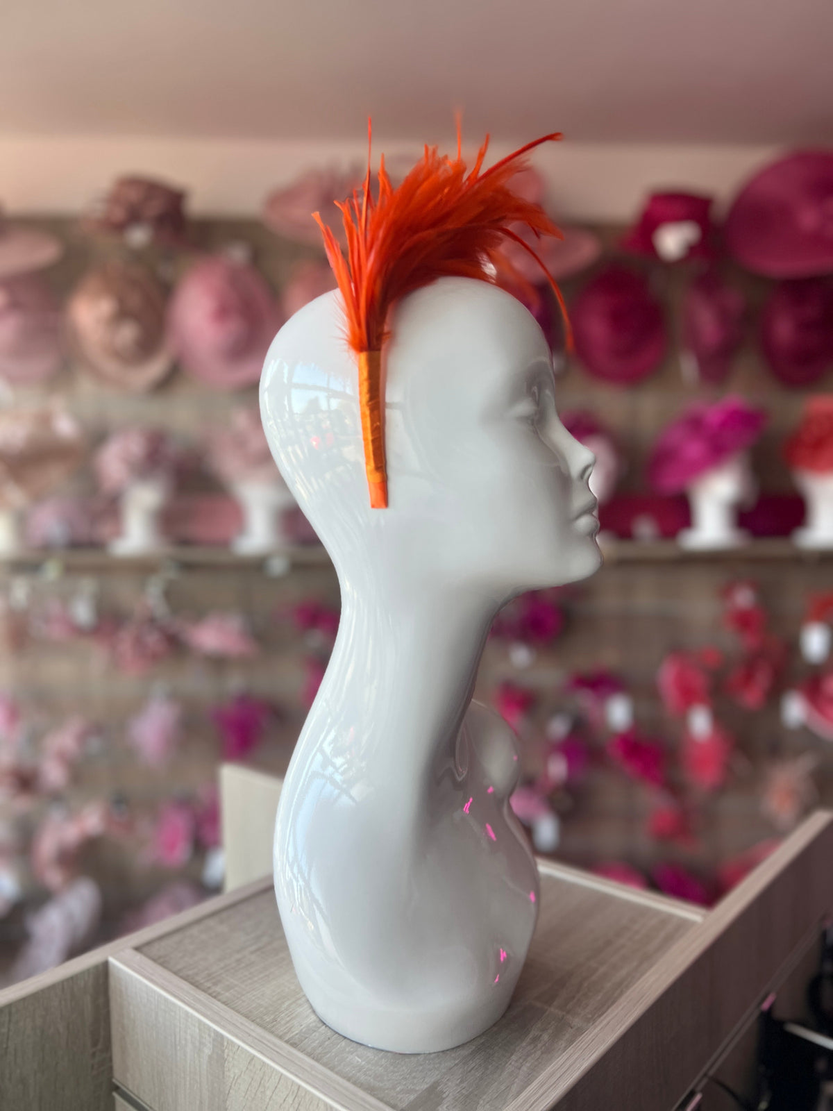 Flapper Style Orange Feather Headband-Fascinators Direct