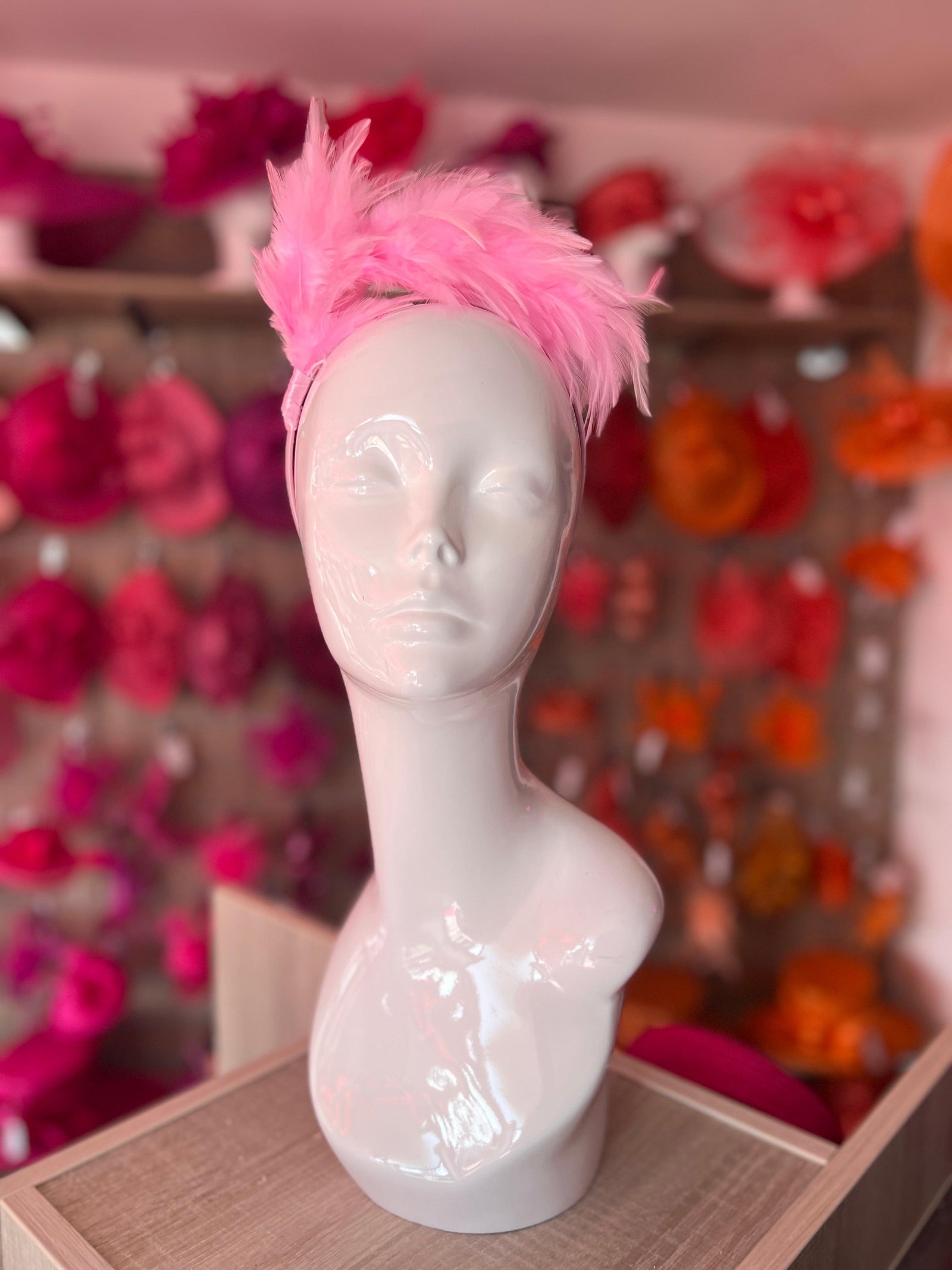 Flapper Style Pink Feather Headband-Fascinators Direct