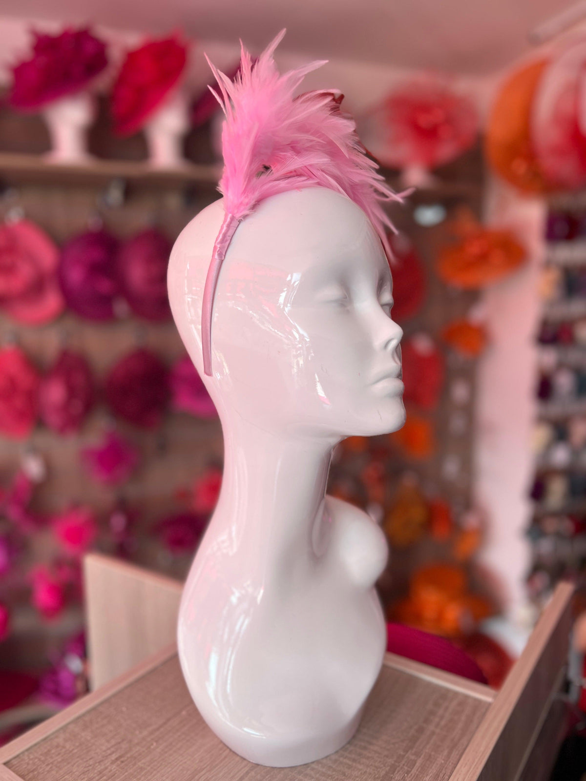 Flapper Style Pink Feather Headband-Fascinators Direct