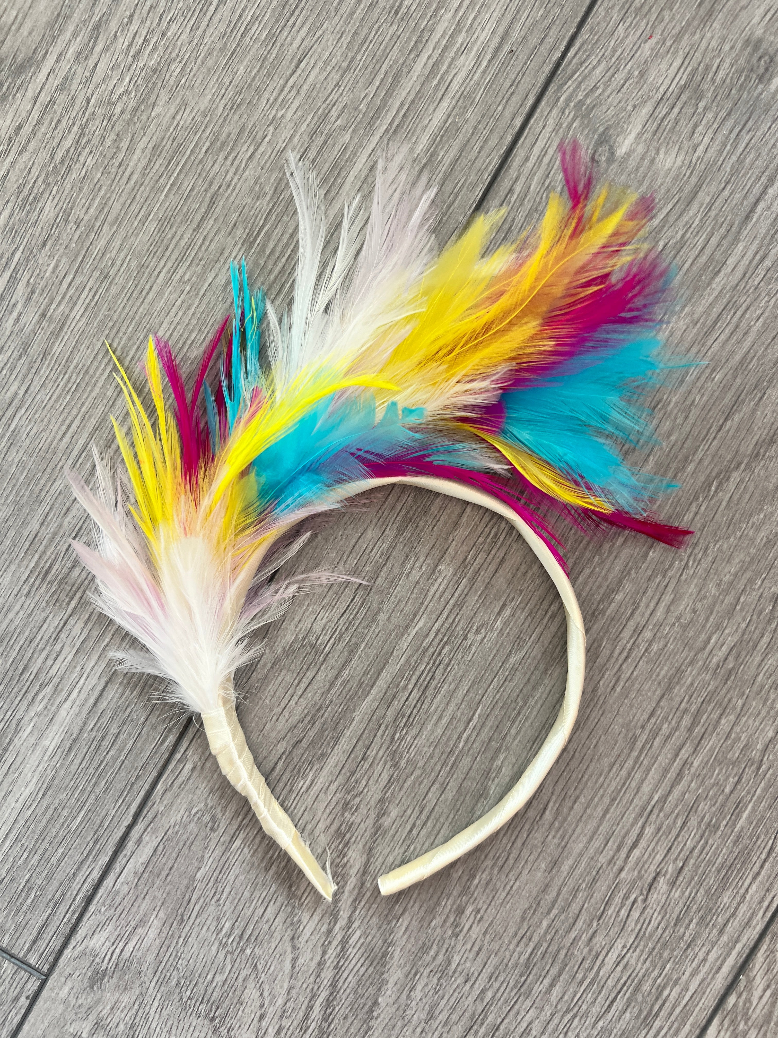 Multi Colour Rainbow Feather Headband for Festivals & Weddings display picture 1