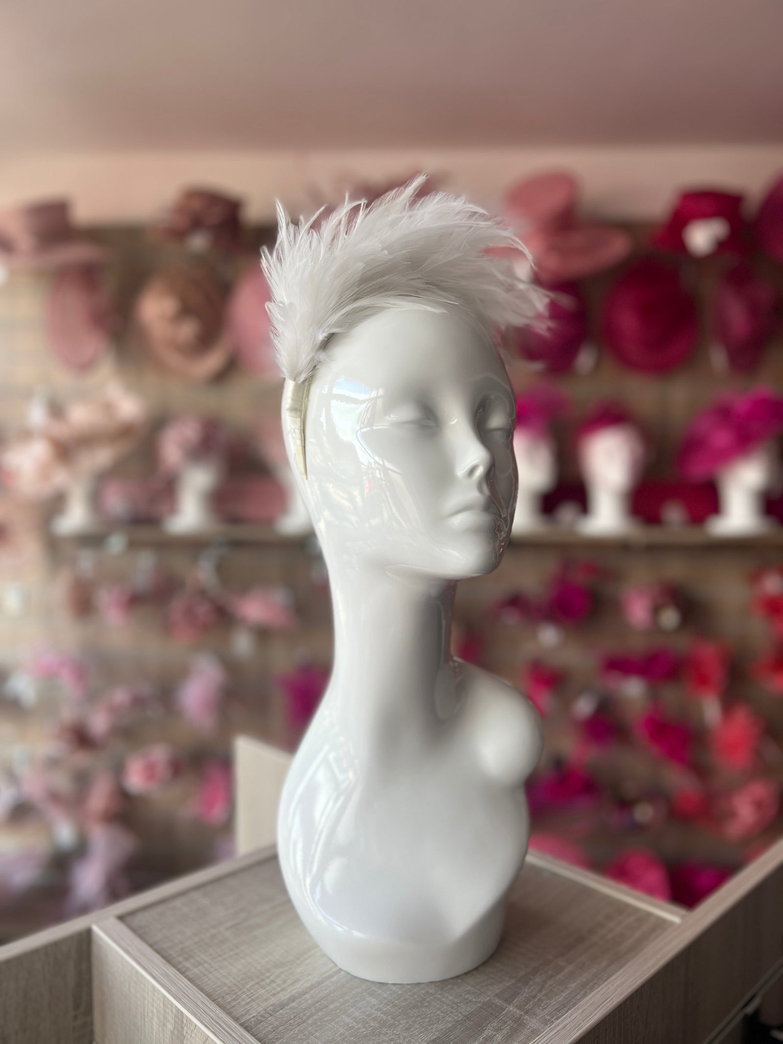 Flapper Style White Feather Headband-Fascinators Direct