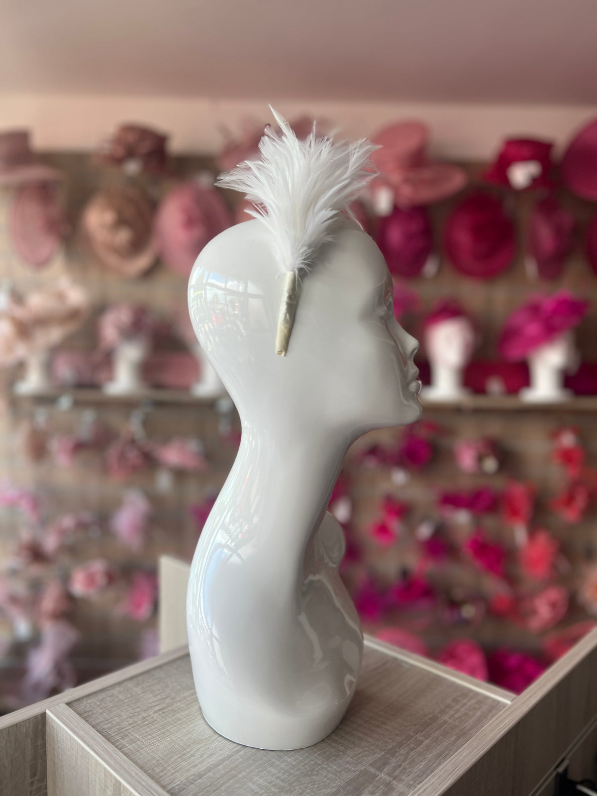 Flapper Style White Feather Headband-Fascinators Direct