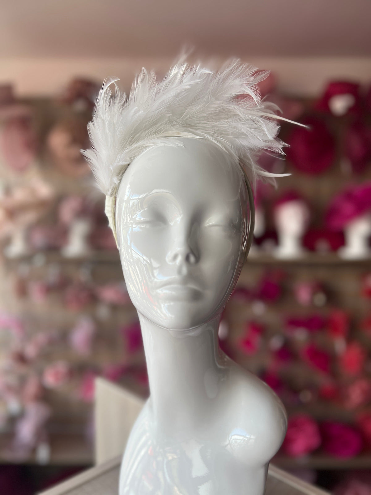 Flapper Style White Feather Headband-Fascinators Direct