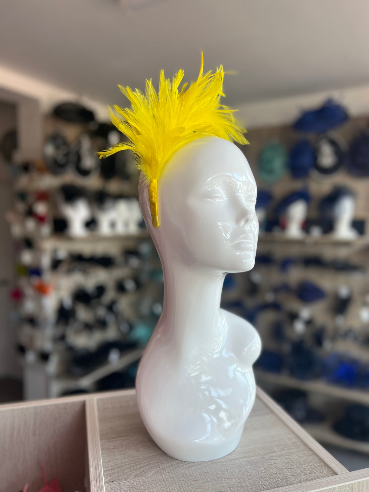 Flapper Style Yellow Feather Headband-Fascinators Direct