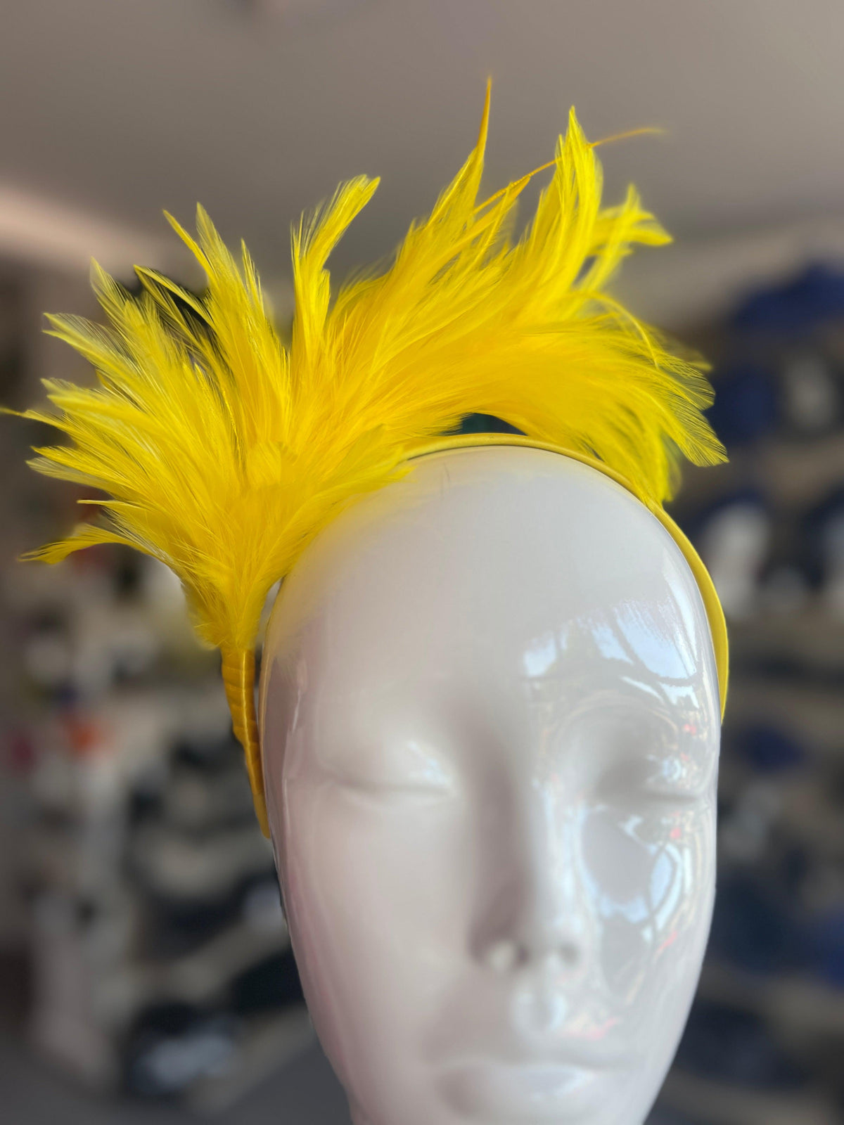 Flapper Style Yellow Feather Headband-Fascinators Direct