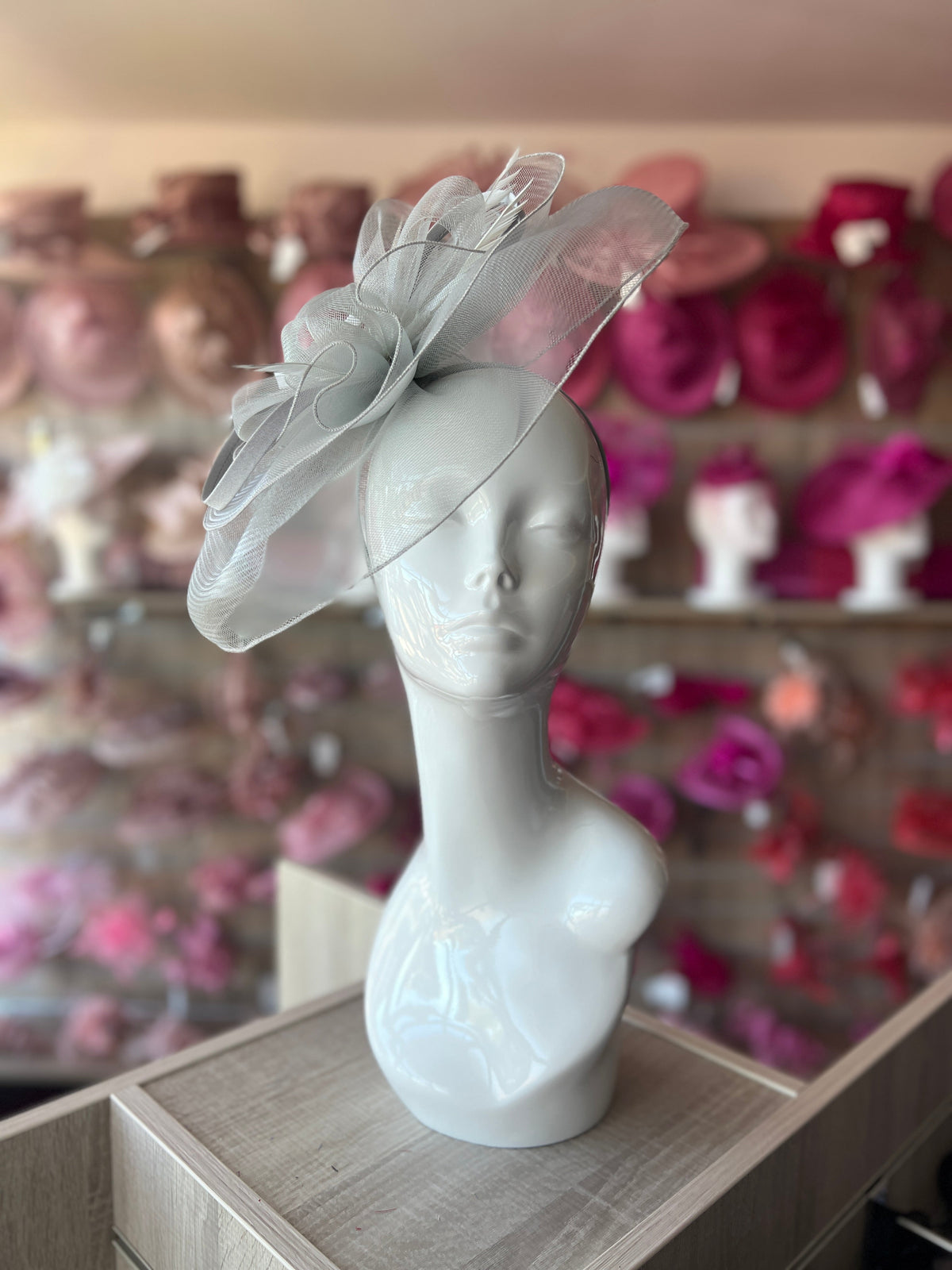 Floaty Crinoline Large Silver Fascinator-Fascinators Direct
