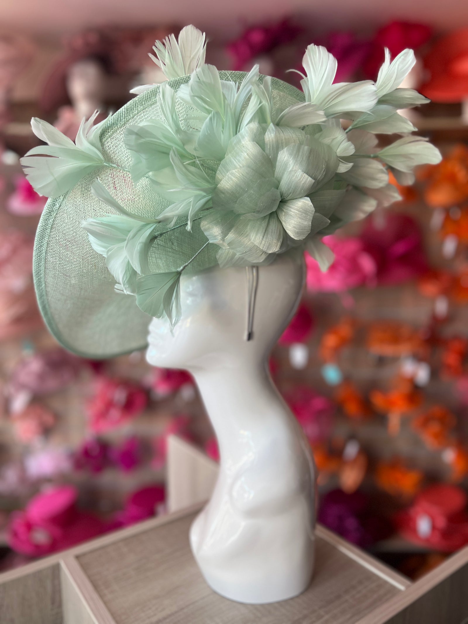 Floral Fantasy Aqua Hatinator with Upturned Brim-Fascinators Direct
