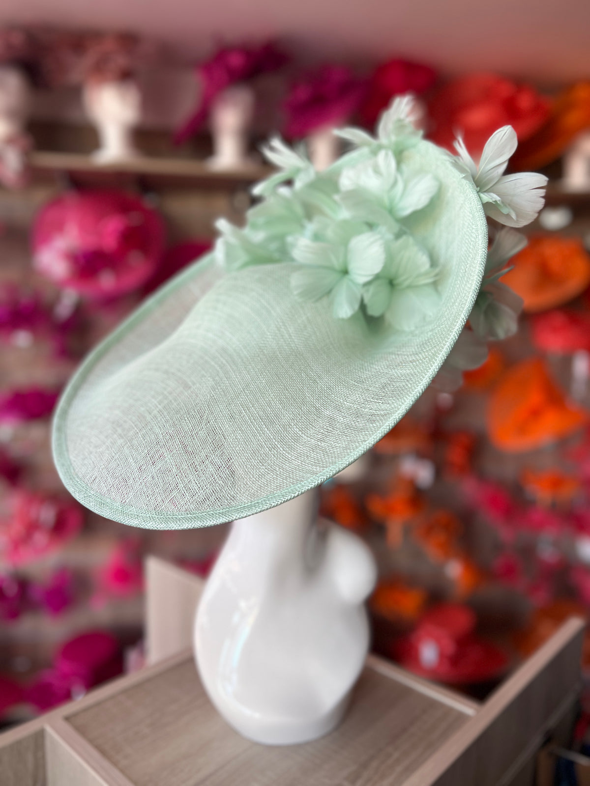 Floral Fantasy Aqua Hatinator with Upturned Brim-Fascinators Direct