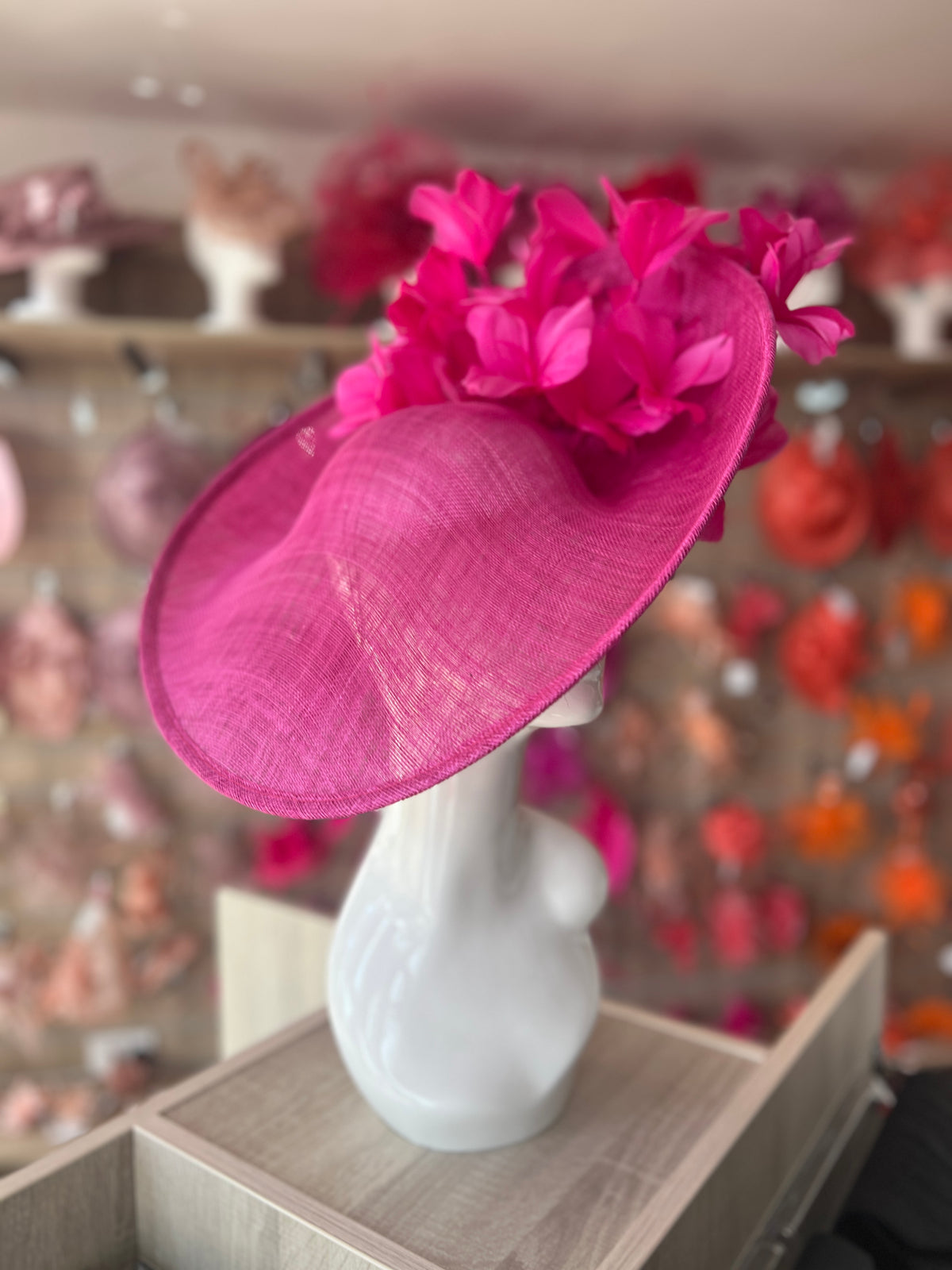 Floral Fantasy Fuchsia Hatinator with Upturned Brim-Fascinators Direct